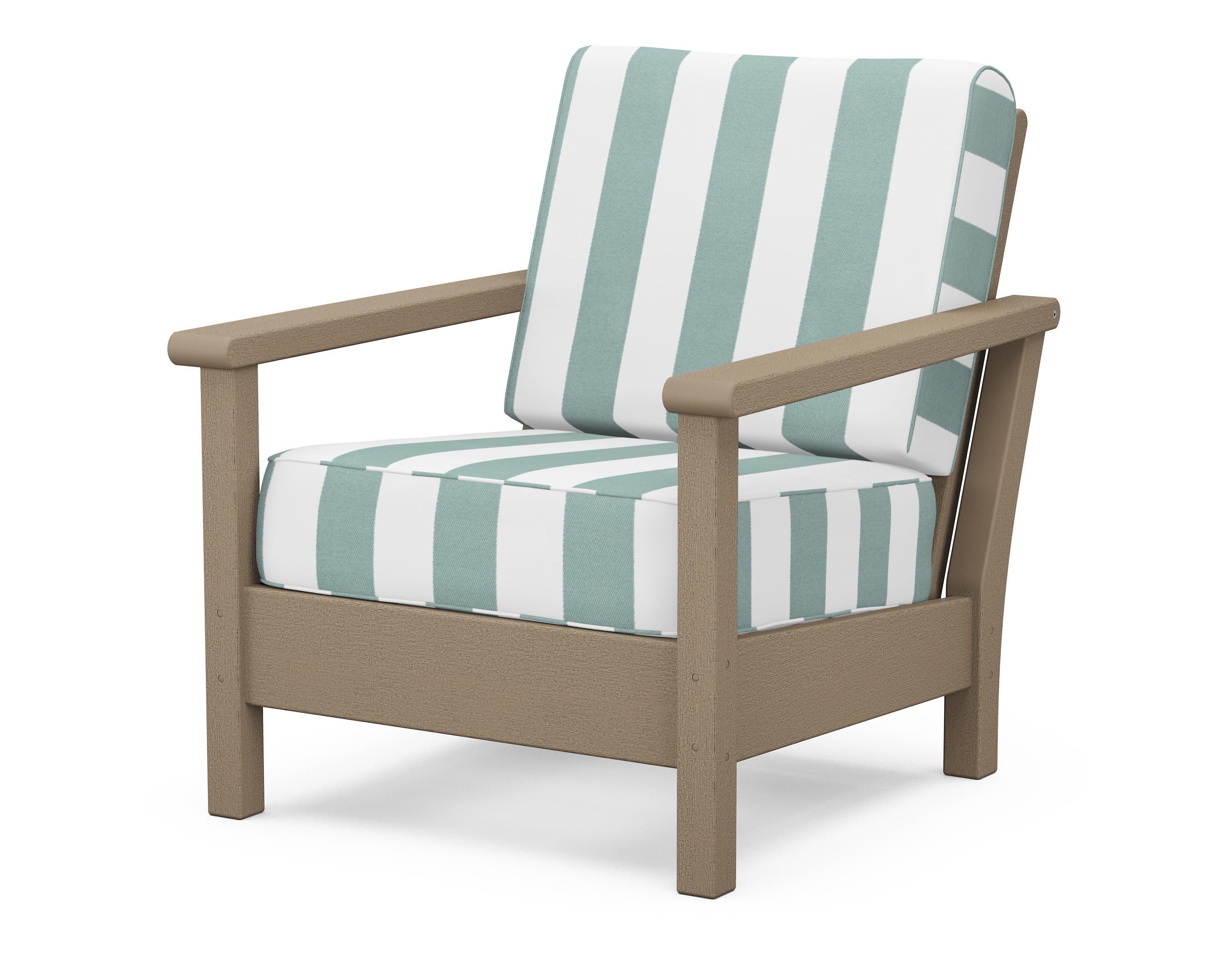 Harbour Deep Seating Chair in Vintage Sahara / Cabana Stripe Glacier Spa