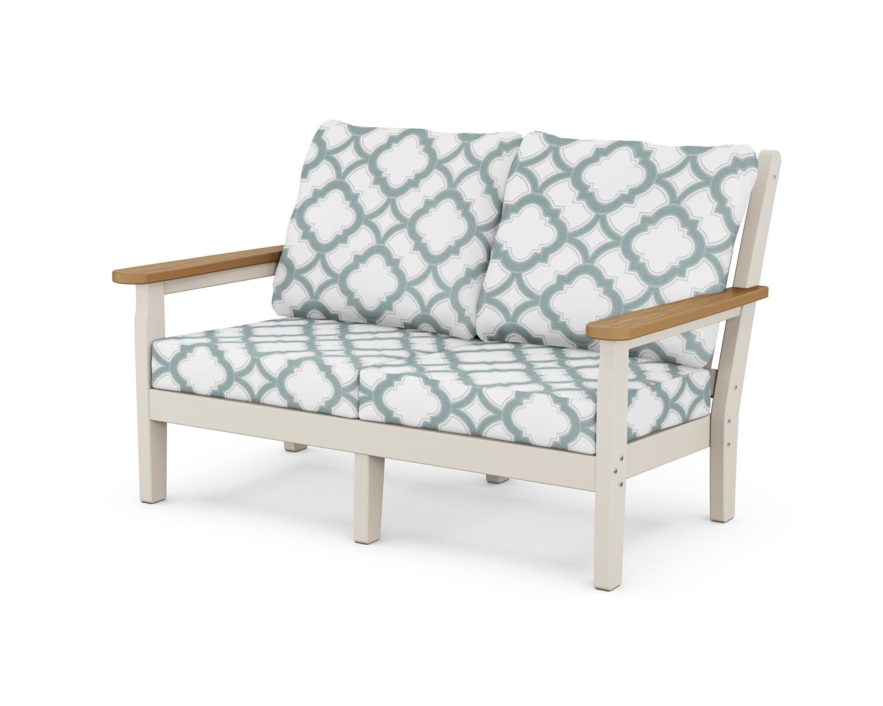 Chippendale Deep Seating Loveseat in Sand / Natural / Trellis Glacier Spa