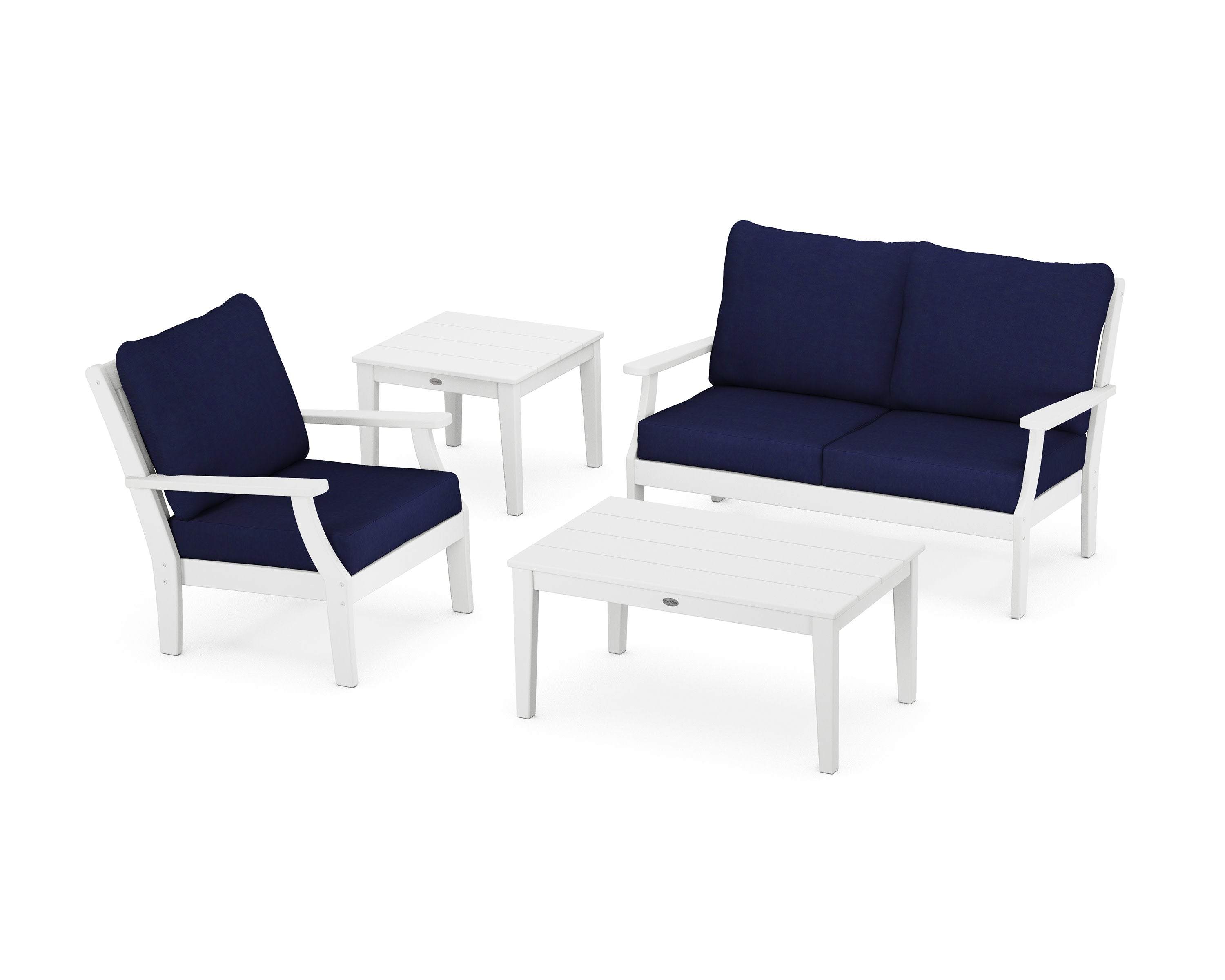 Braxton 4-Piece Deep Seating Set in White / Navy