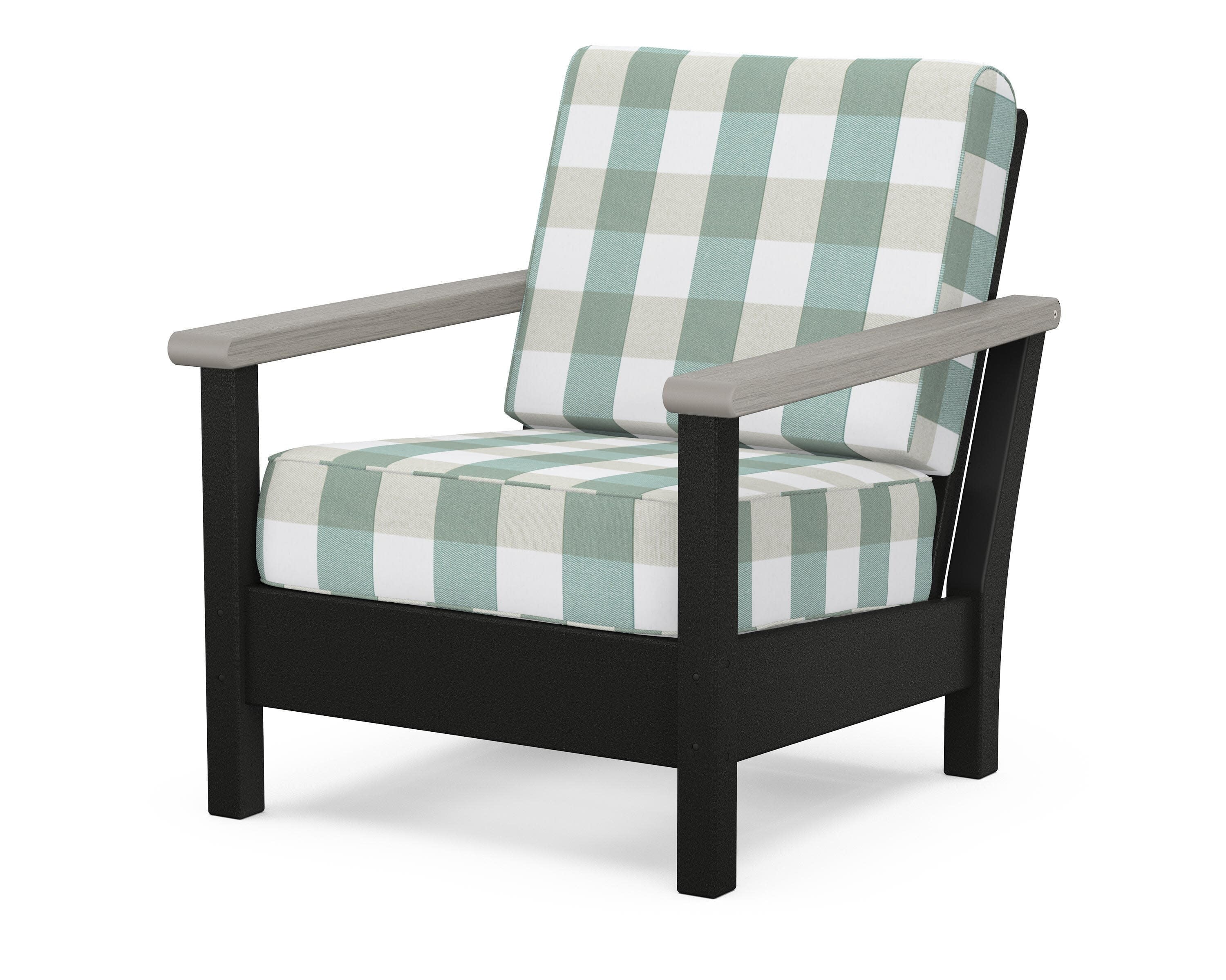 Harbour Deep Seating Chair in Black / Driftwood / Buffalo Plaid Glacier Spa