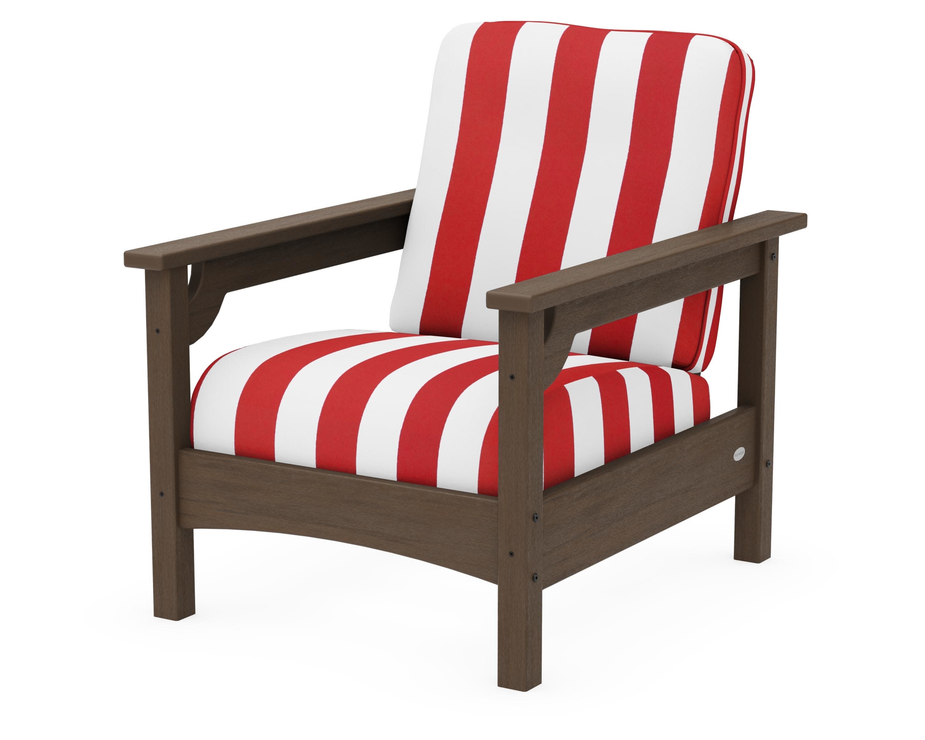 Club Chair in Kona / Cabana Stripe Crimson