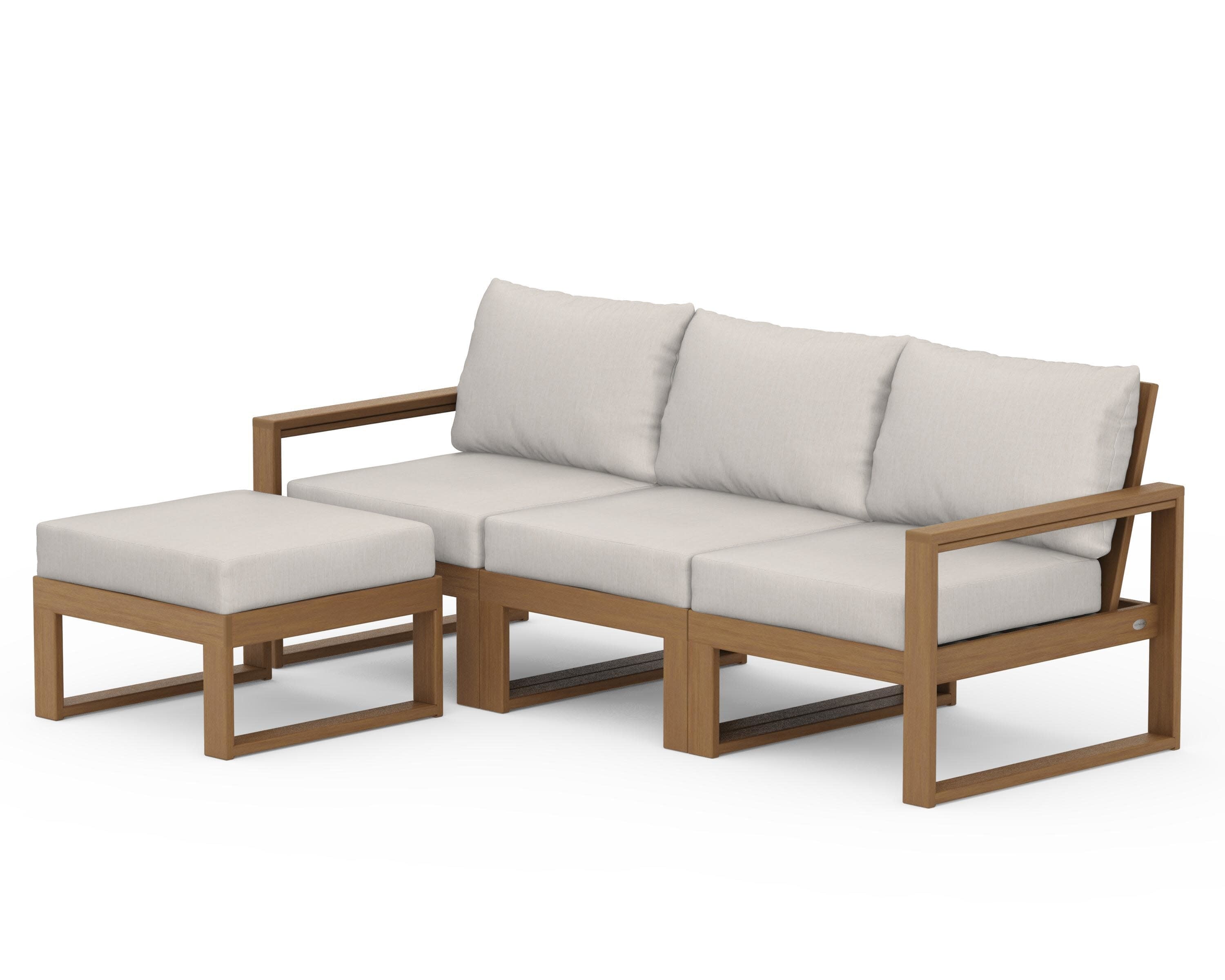 EDGE 4-Piece Modular Deep Seating Set with Ottoman in Natural / Cast Ash