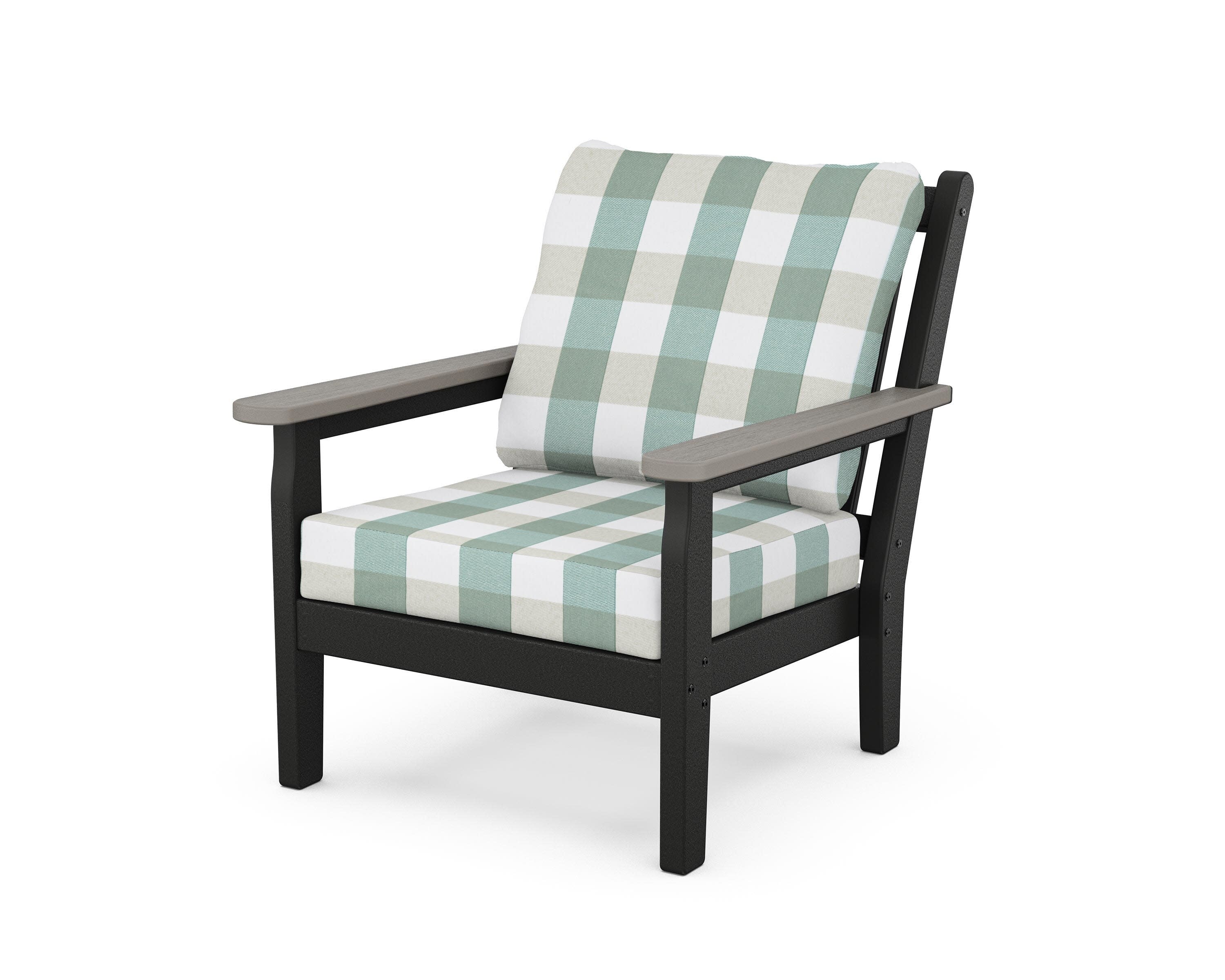 Chippendale Deep Seating Chair in Black / Driftwood / Buffalo Plaid Glacier Spa
