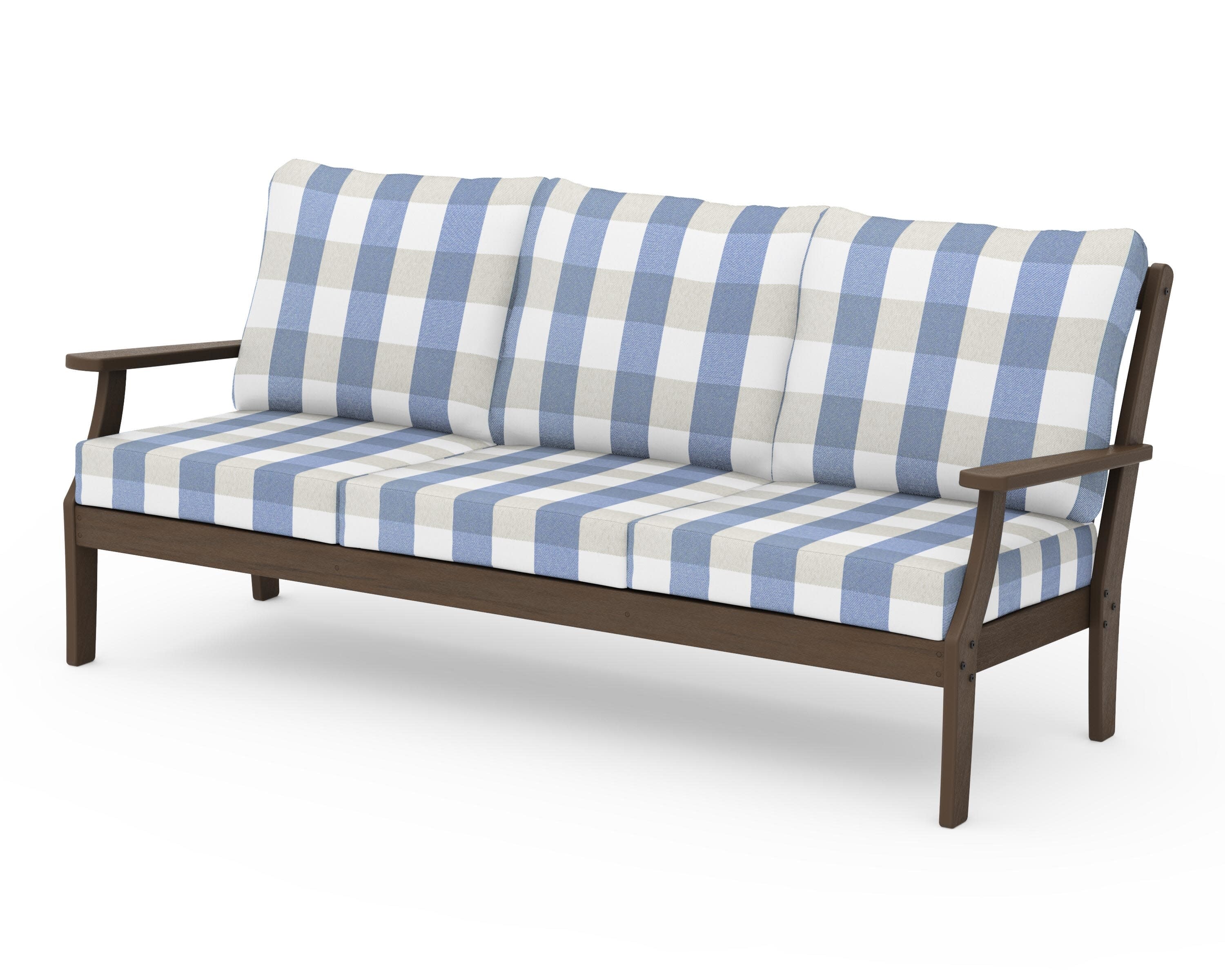 Braxton Deep Seating Sofa in Kona / Buffalo Plaid Sky Blue