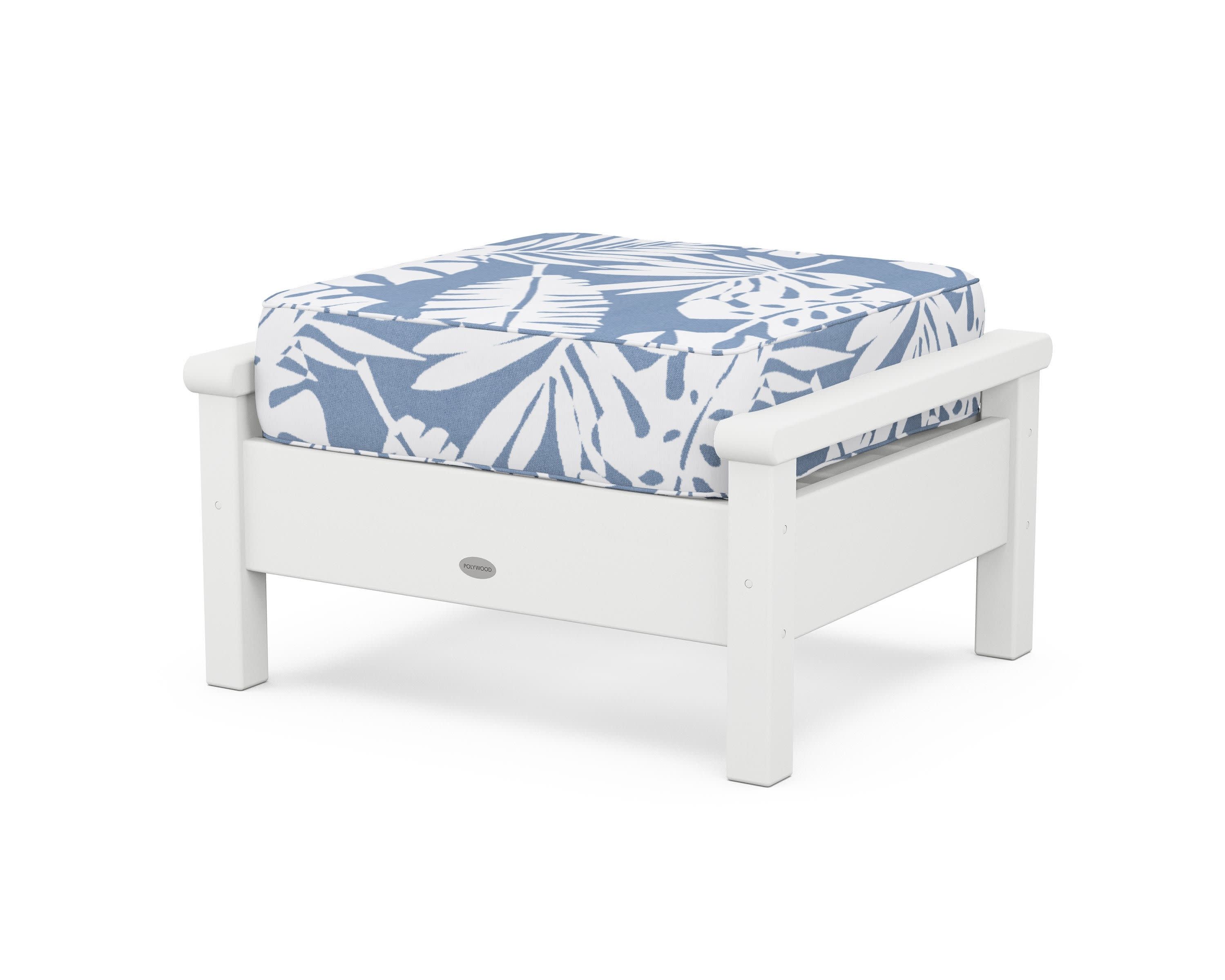 Harbour Deep Seating Ottoman in White / Leaf Sky Blue