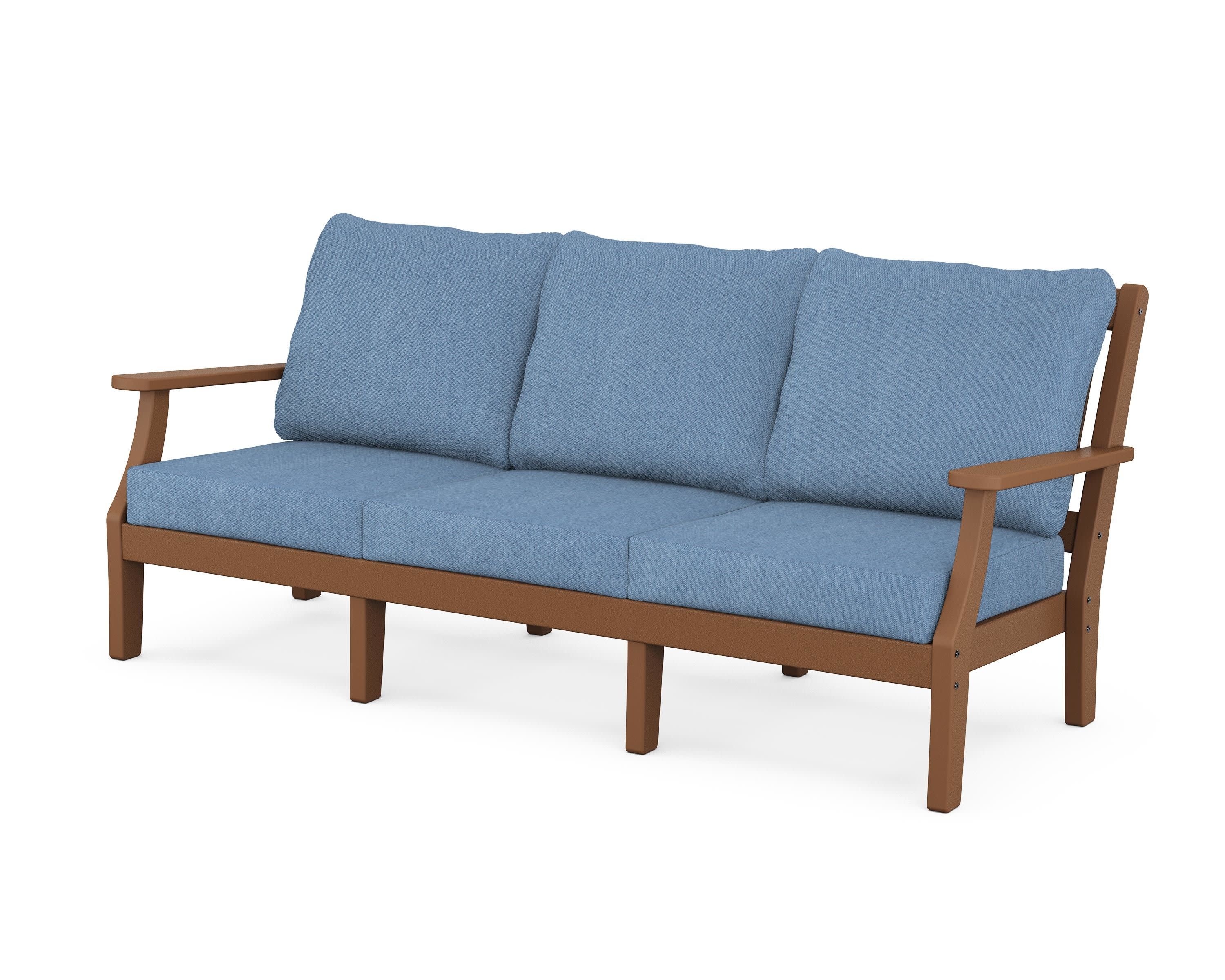 Chinoiserie Deep Seating Sofa in Teak / Sky Blue