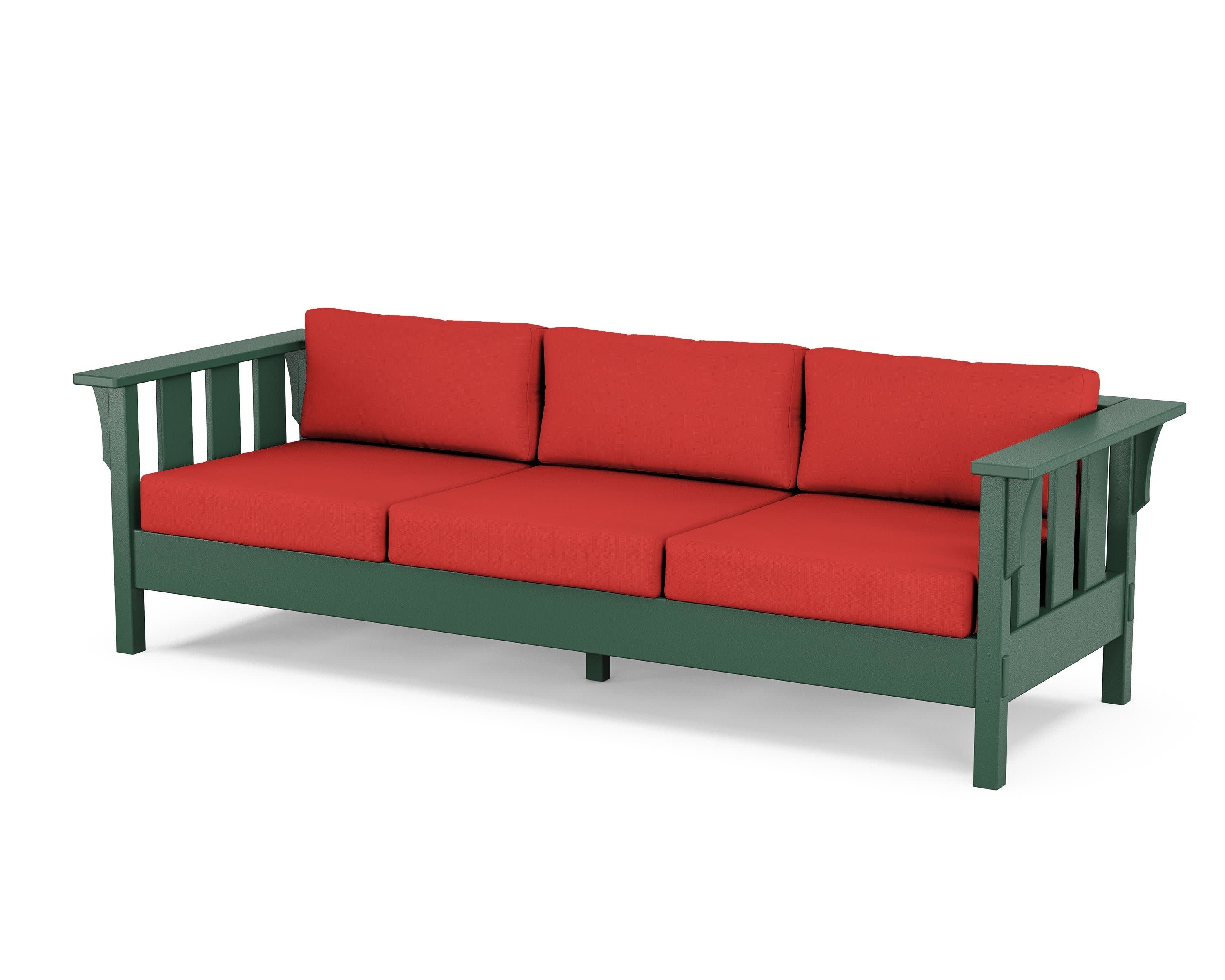 Acadia Deep Seating Sofa in Green / Crimson Linen