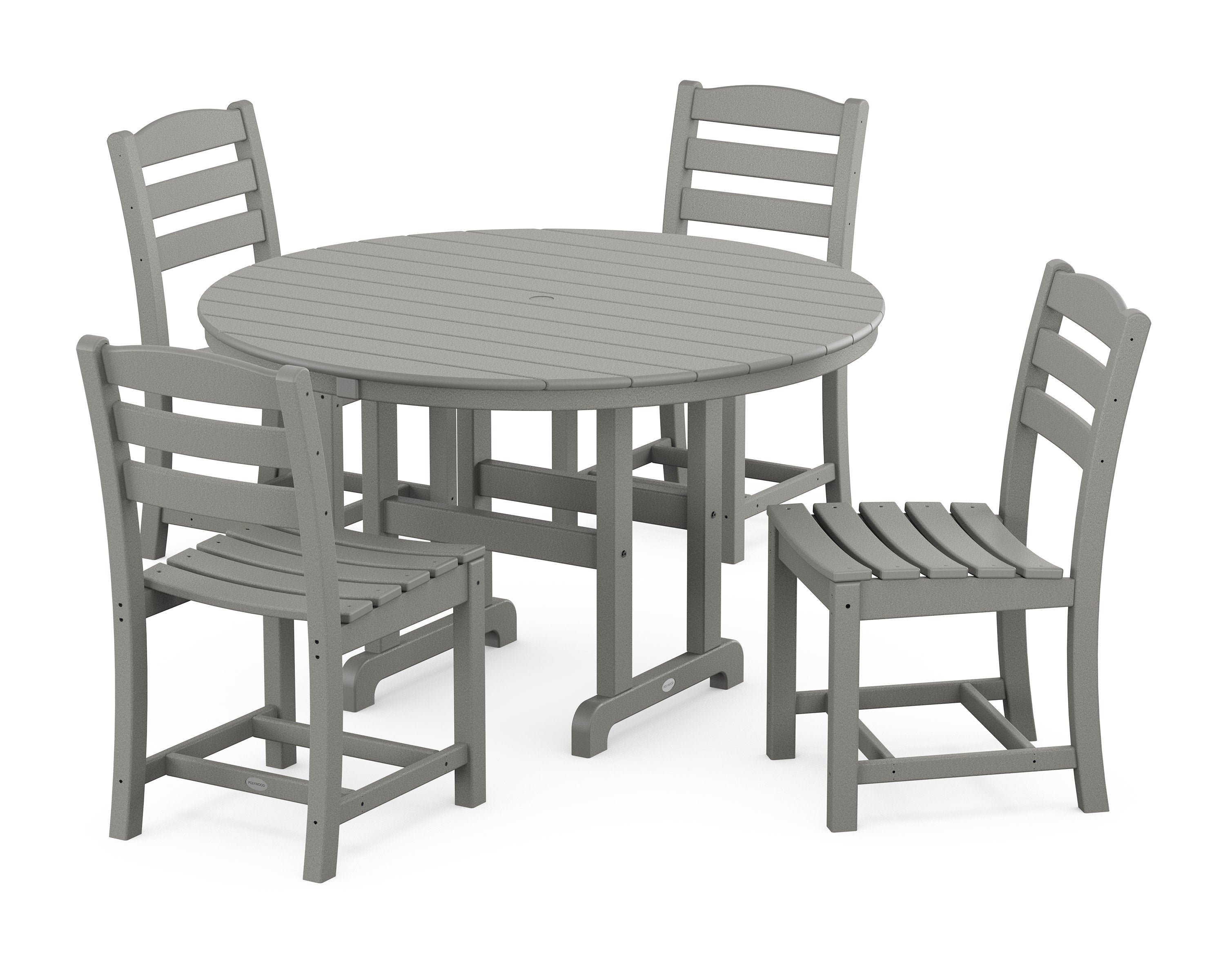 La Casa Caf Side Chair 5-Piece Round Farmhouse Dining Set in Slate Grey