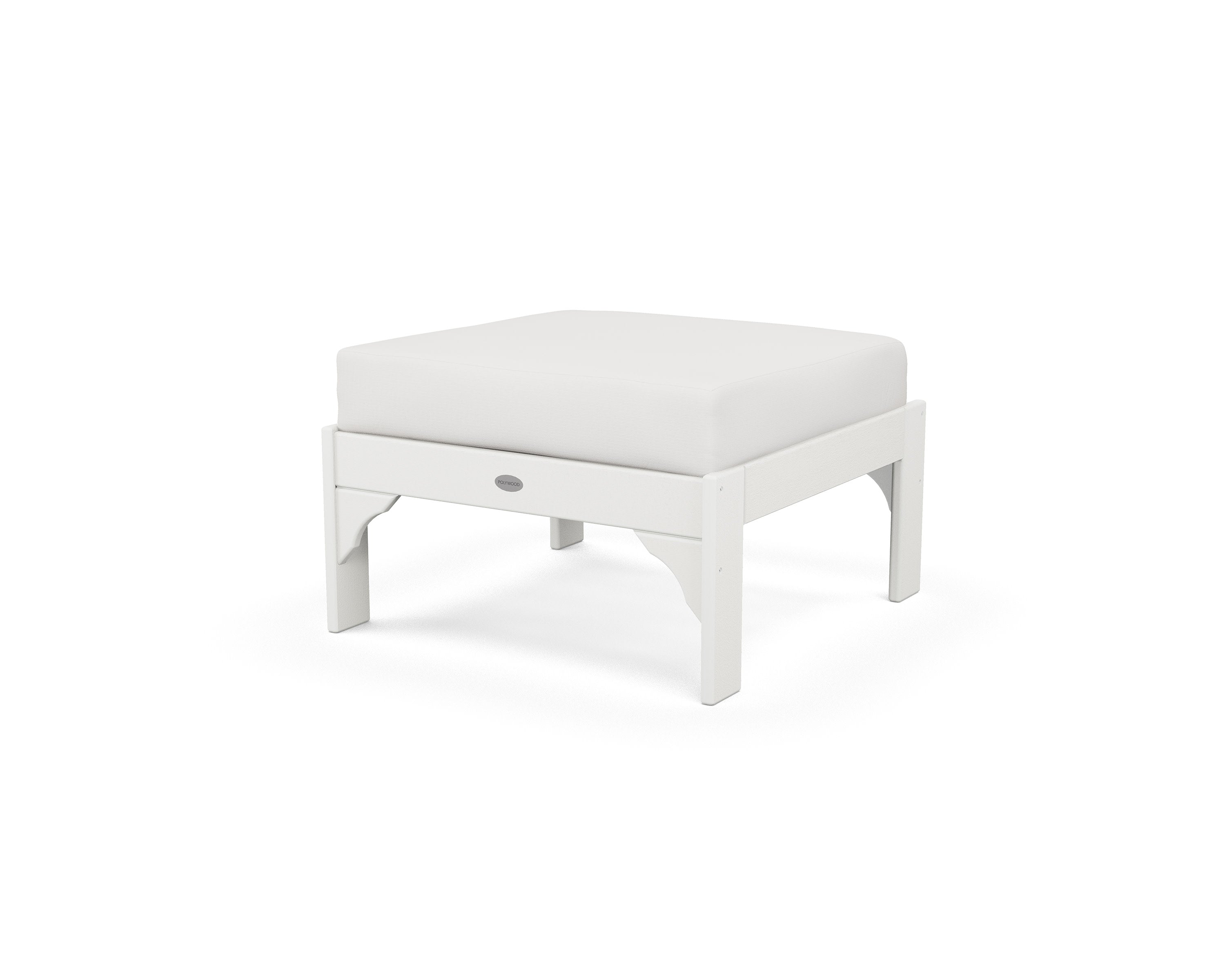 Vineyard Deep Seating Ottoman in Vintage White / Natural Linen