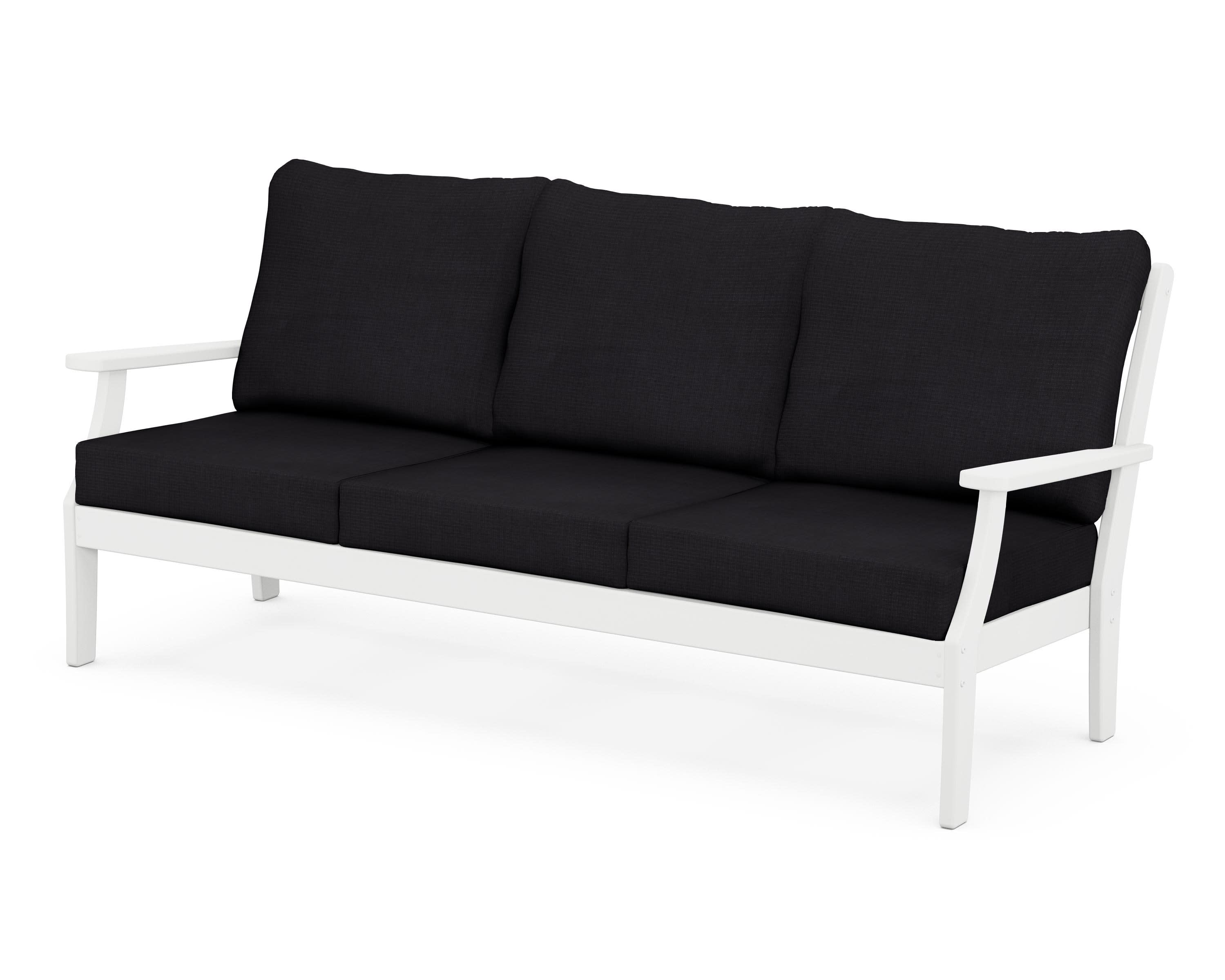 Braxton Deep Seating Sofa in White / Midnight Linen