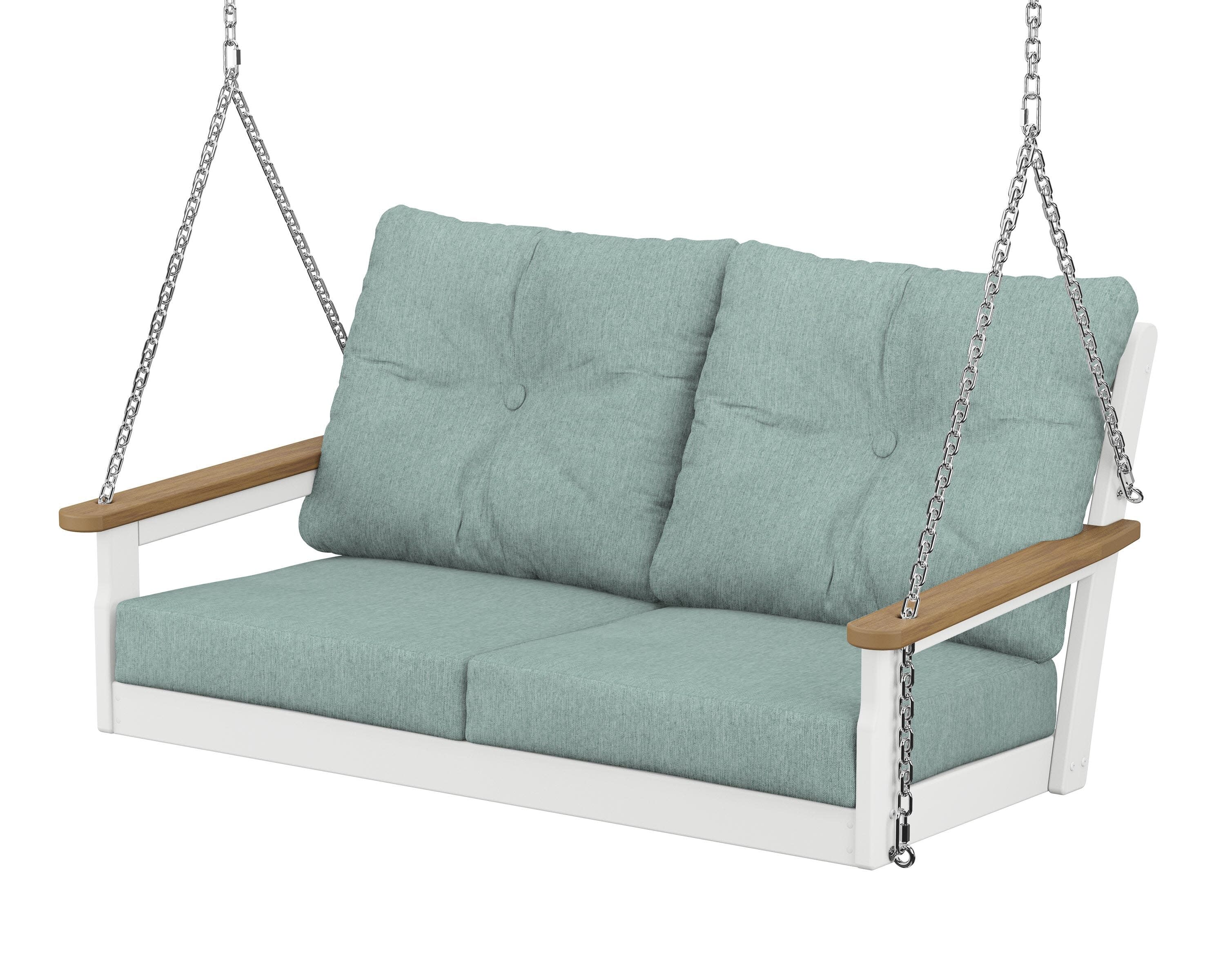 Vineyard Deep Seating Swing in White / Natural / Glacier Spa