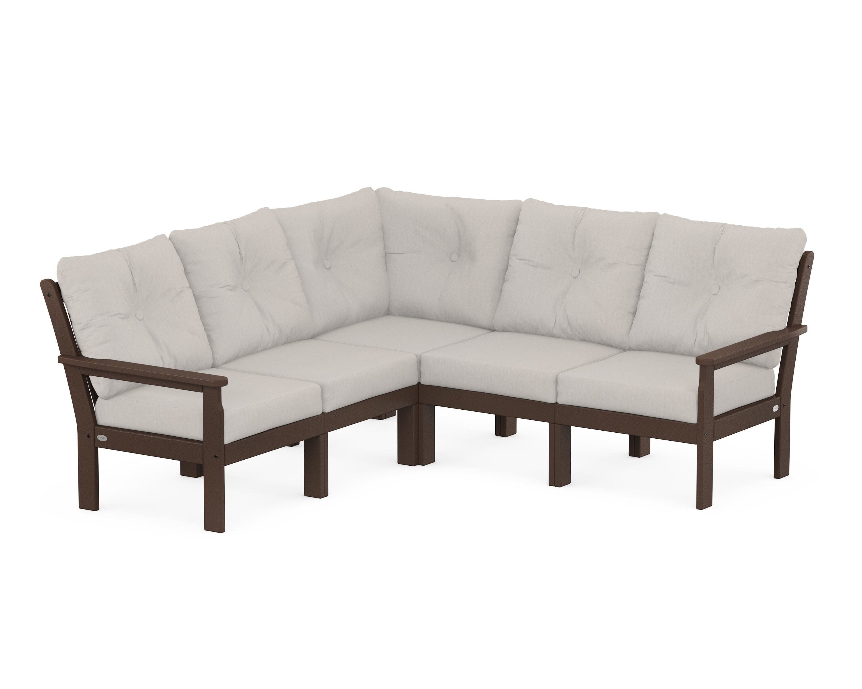 Vineyard 5-Piece Sectional in Mahogany / Cast Ash