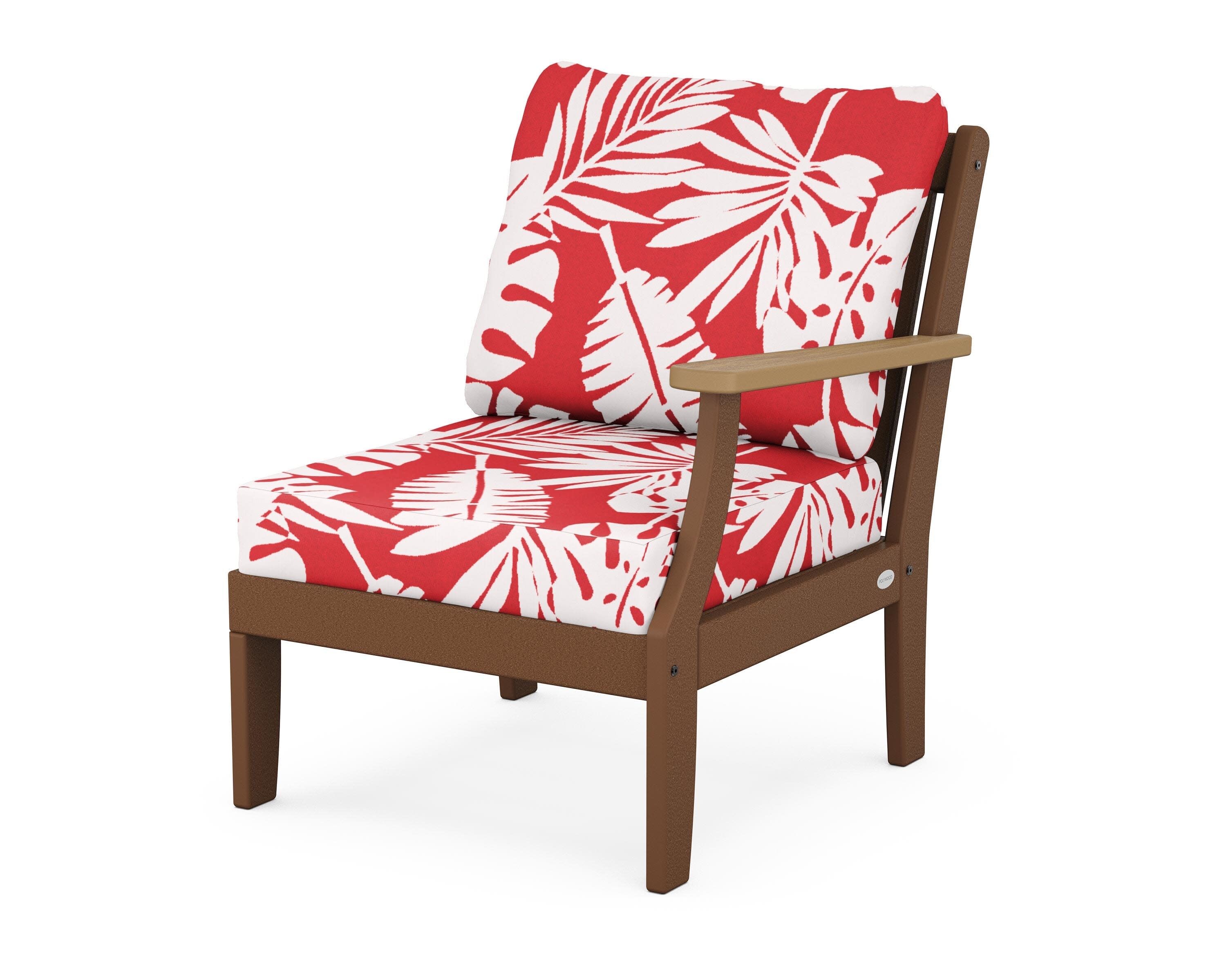 Braxton Modular Right Arm Chair in Teak / Natural / Leaf Crimson