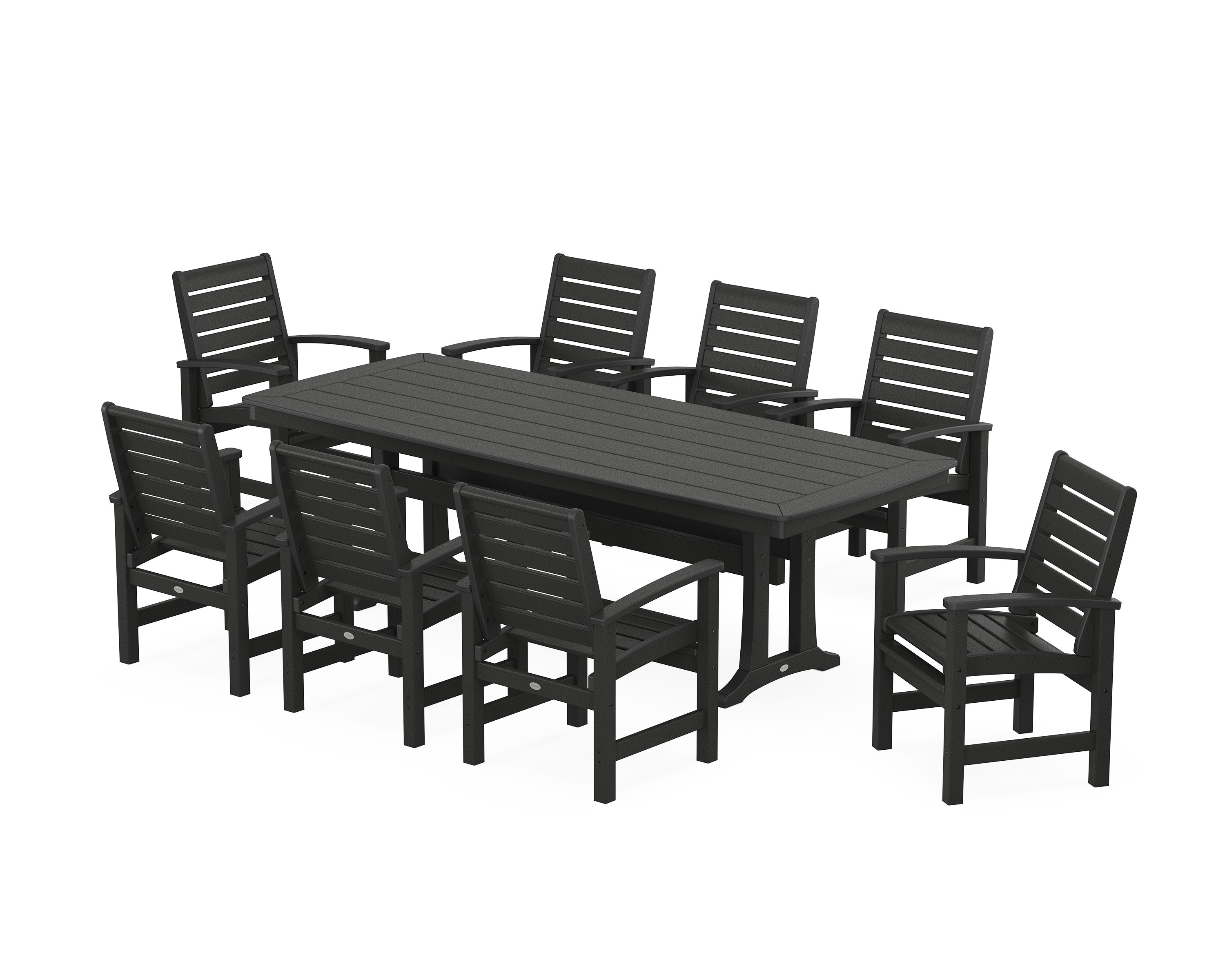Signature 9-Piece Dining Set with Trestle Legs in Black
