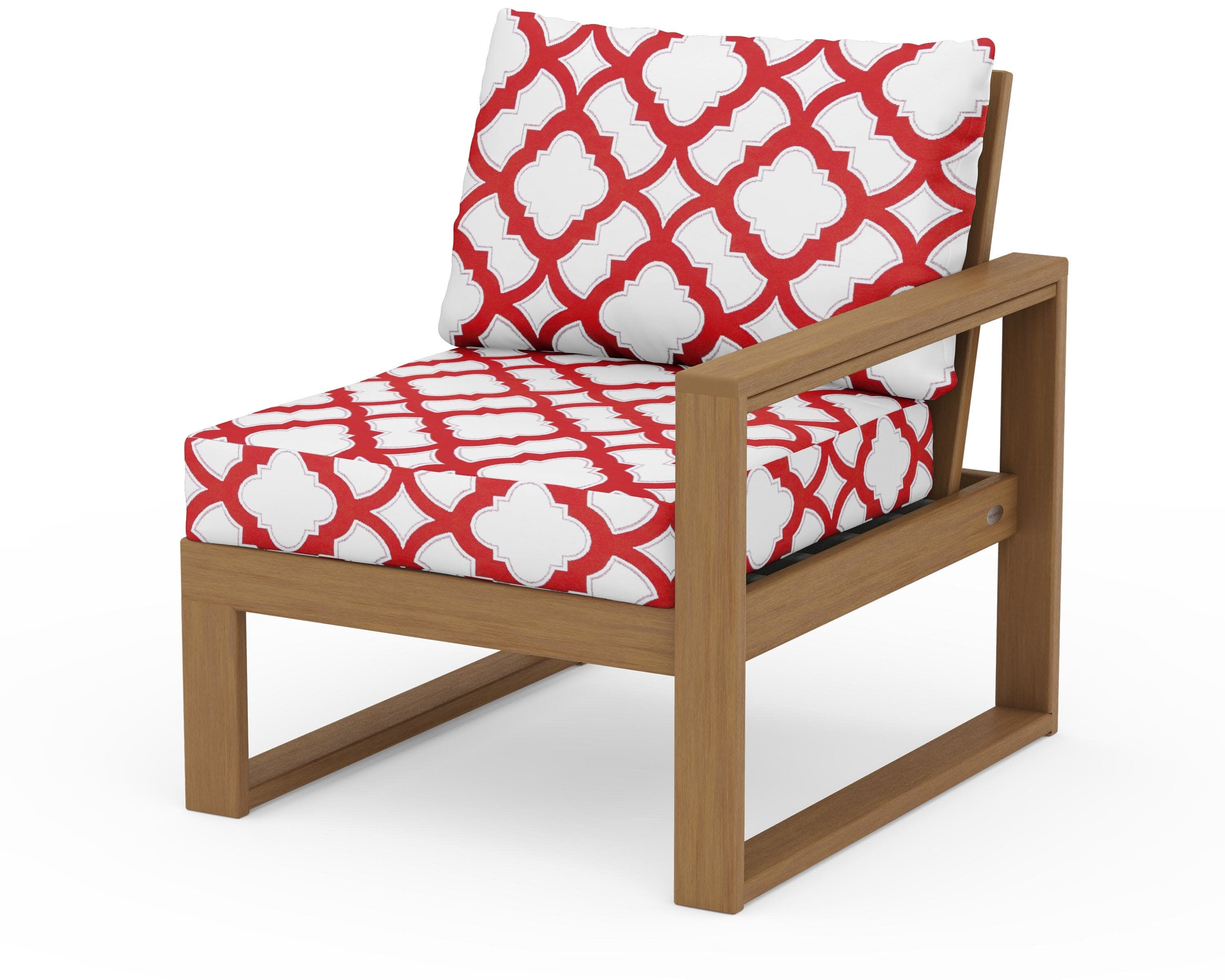 EDGE Modular Right Arm Chair in Natural / Trellis Crimson