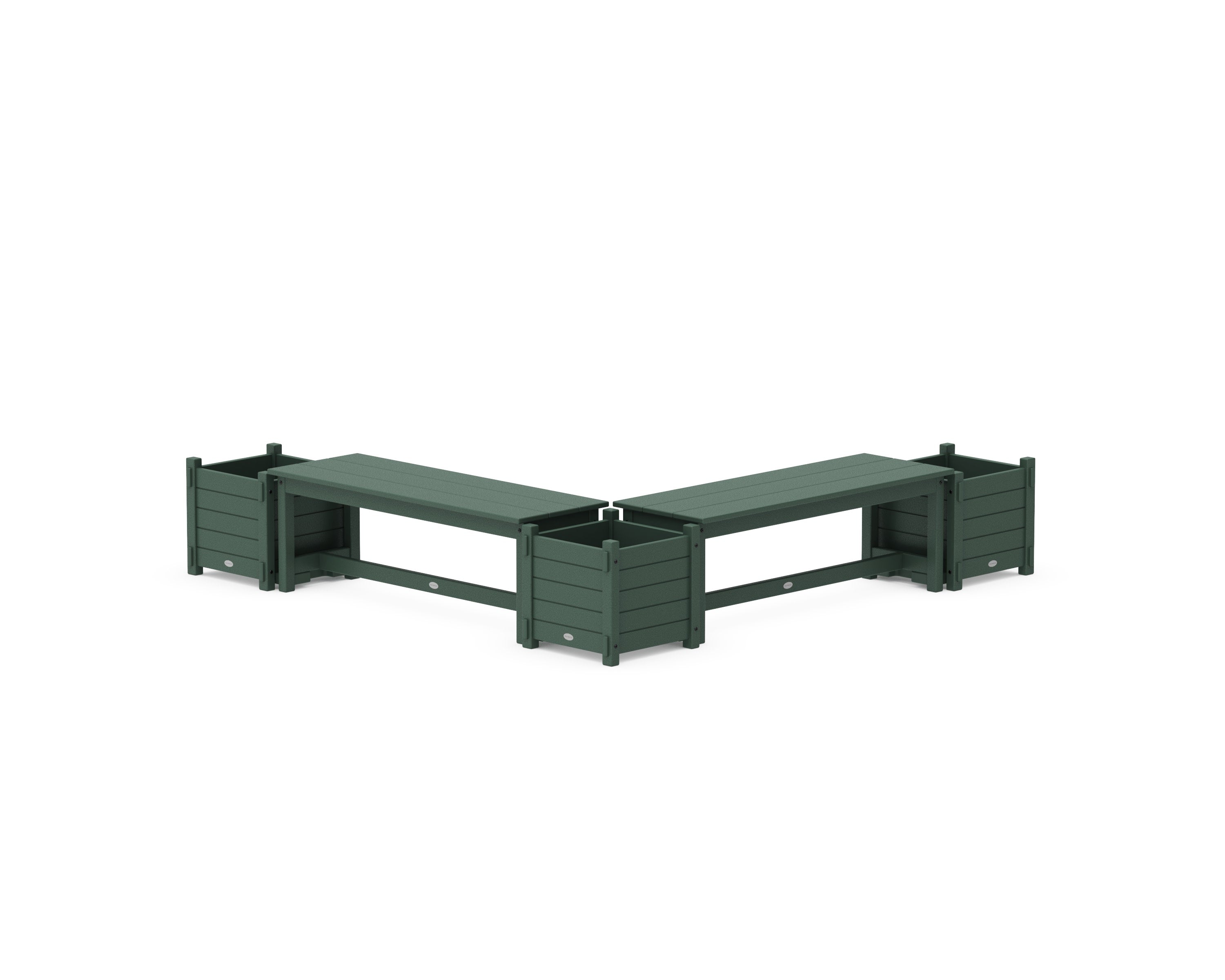 48" Nautical L- Shaped Planter Bench Corner Set in Green