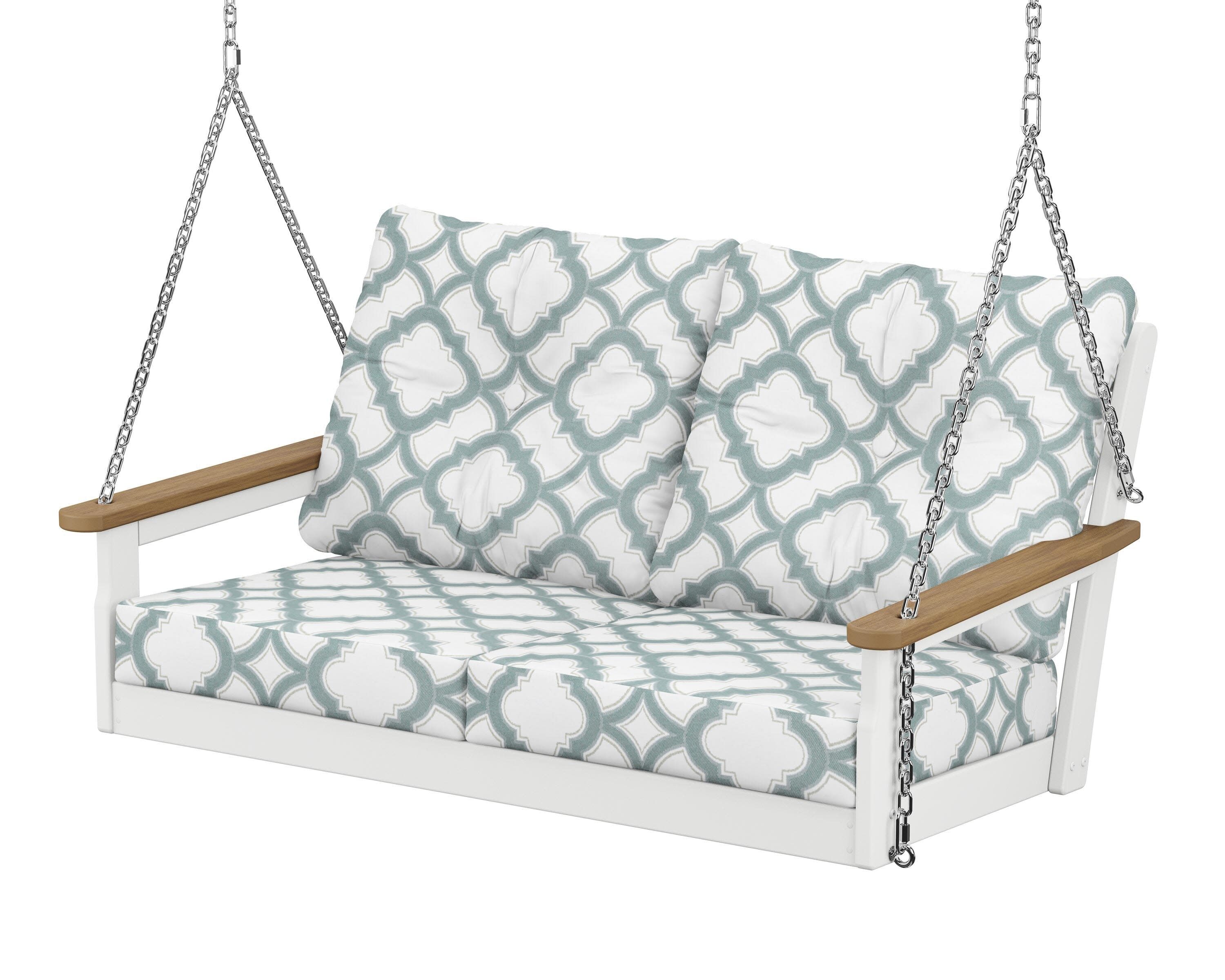 Vineyard Deep Seating Swing in White / Natural / Trellis Glacier Spa