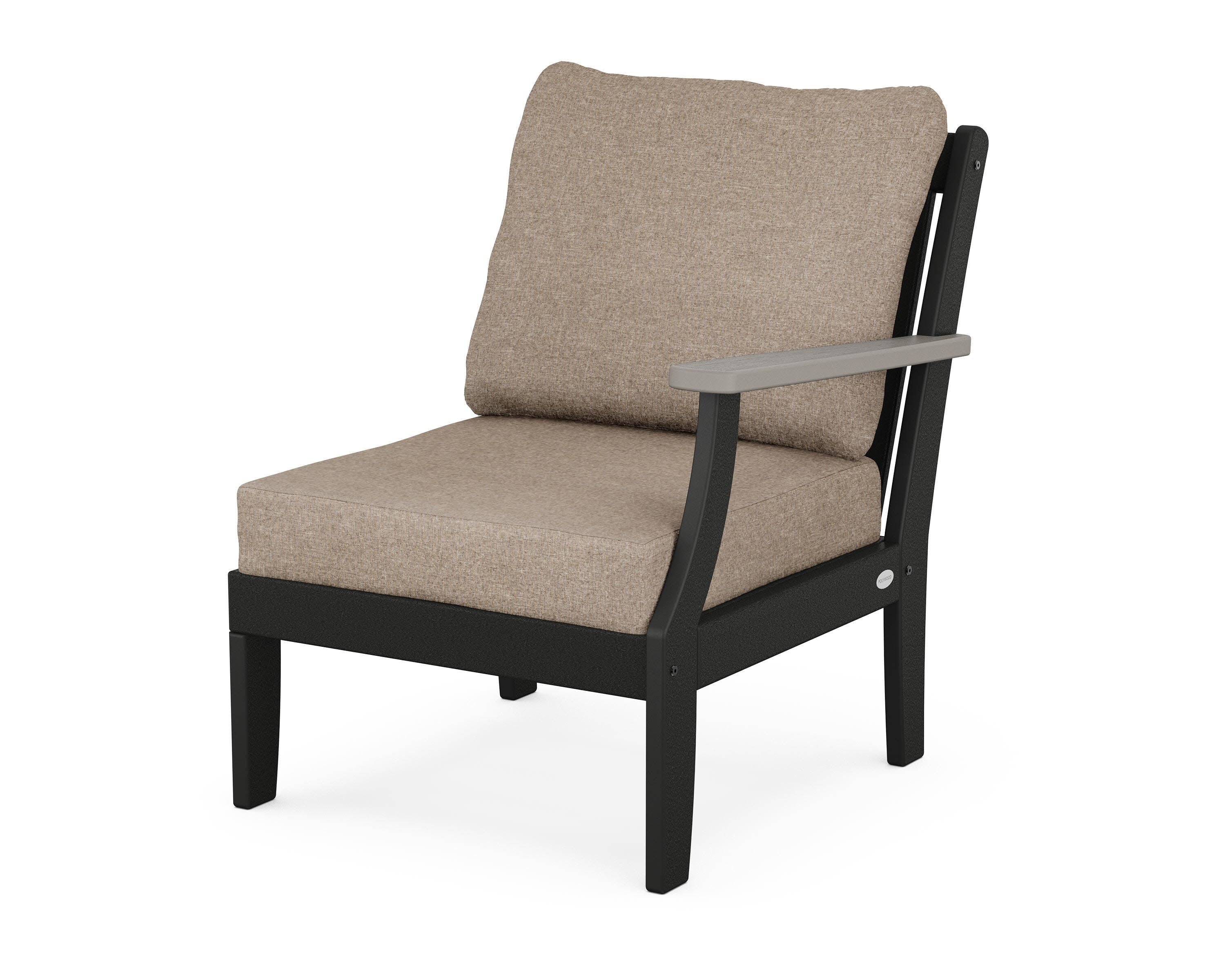 Braxton Modular Right Arm Chair in Black / Driftwood / Spiced Burlap