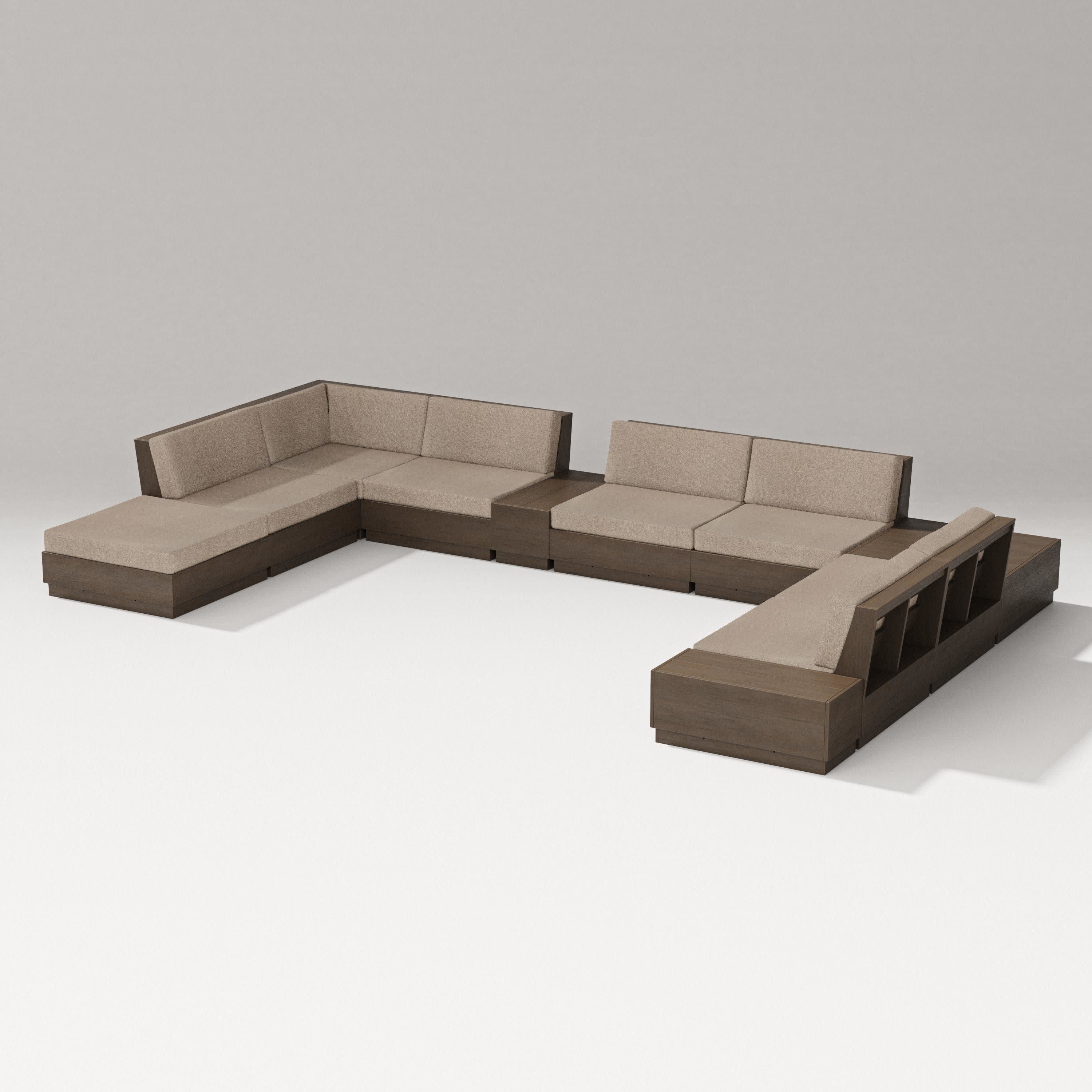 Elevate 11-Piece Conversation Sectional Set in Kona / Spiced Burlap