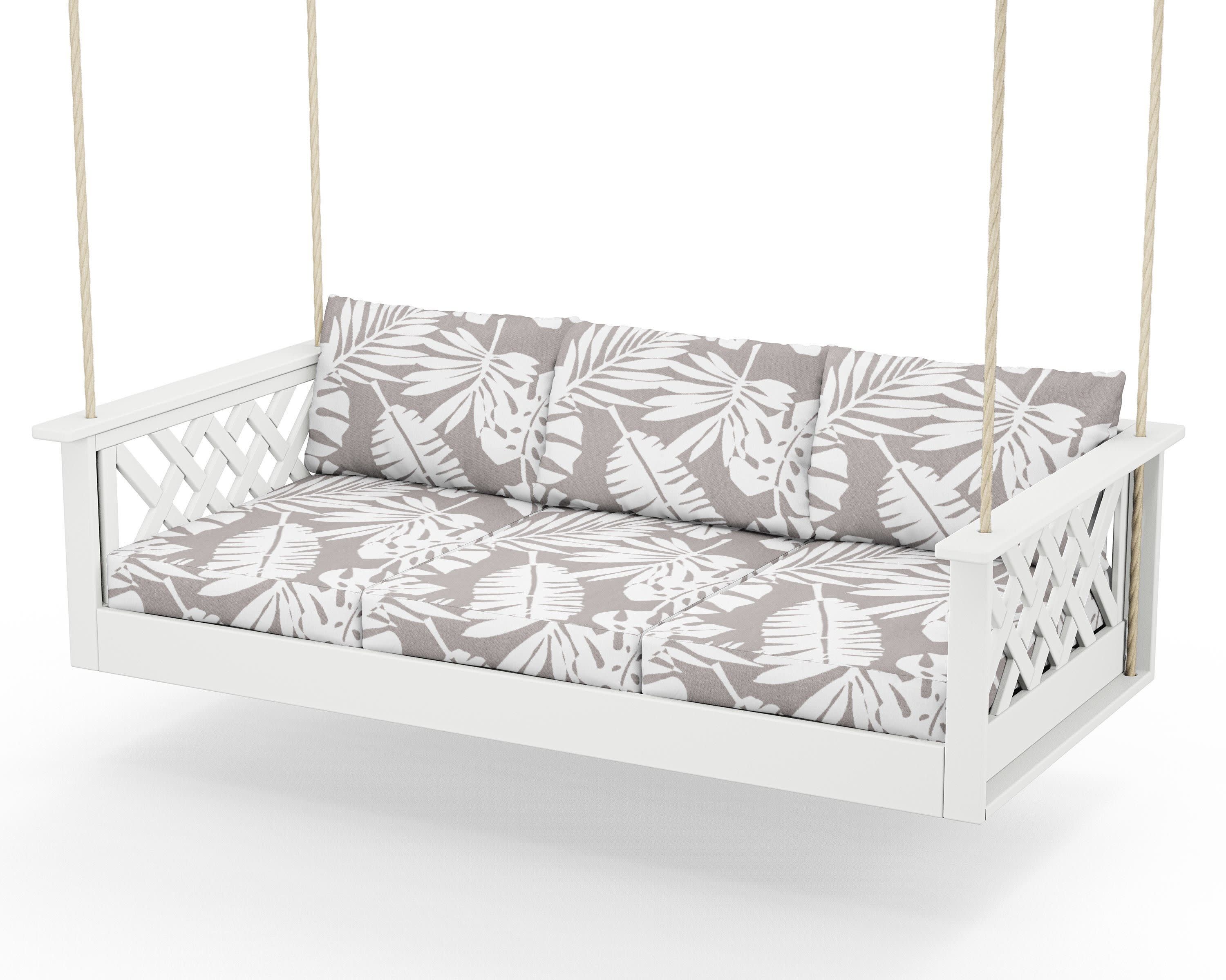 Wovendale Daybed Swing in White / Leaf Grey Mist