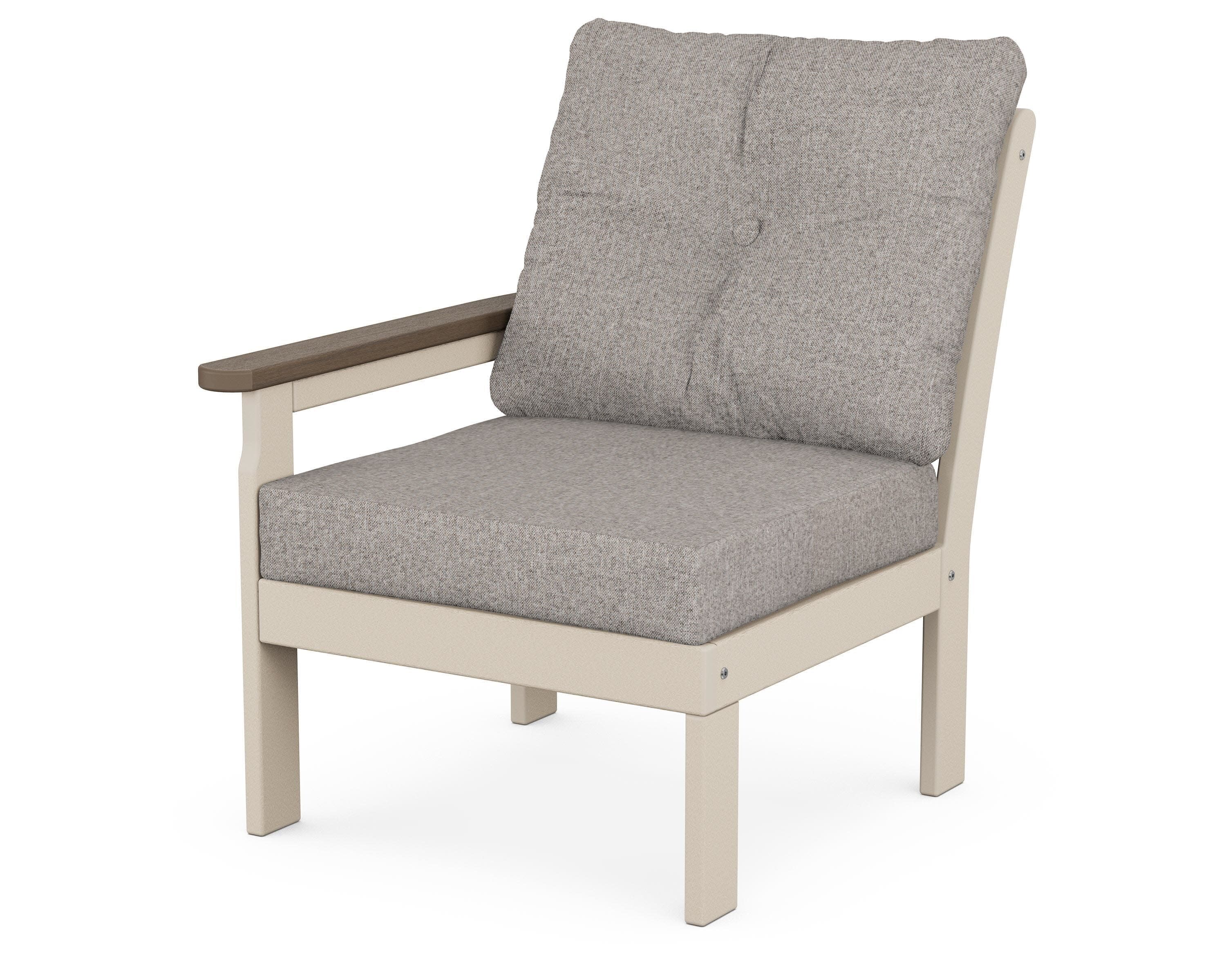 Vineyard Modular Left Arm Chair in Sand / Kona / Weathered Tweed
