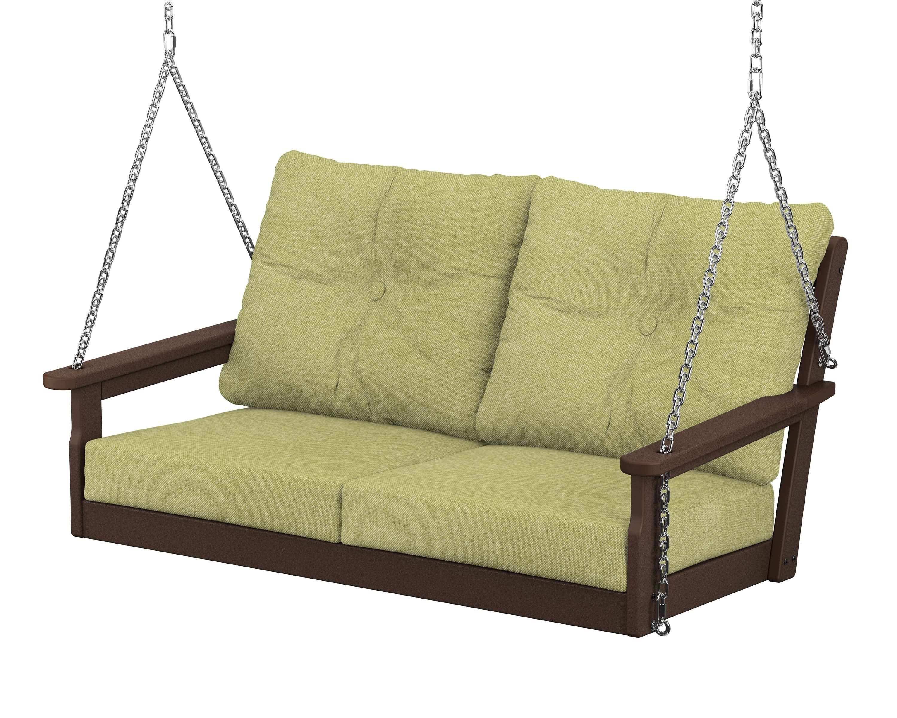 Vineyard Deep Seating Swing in Mahogany / Chartreuse Boucle