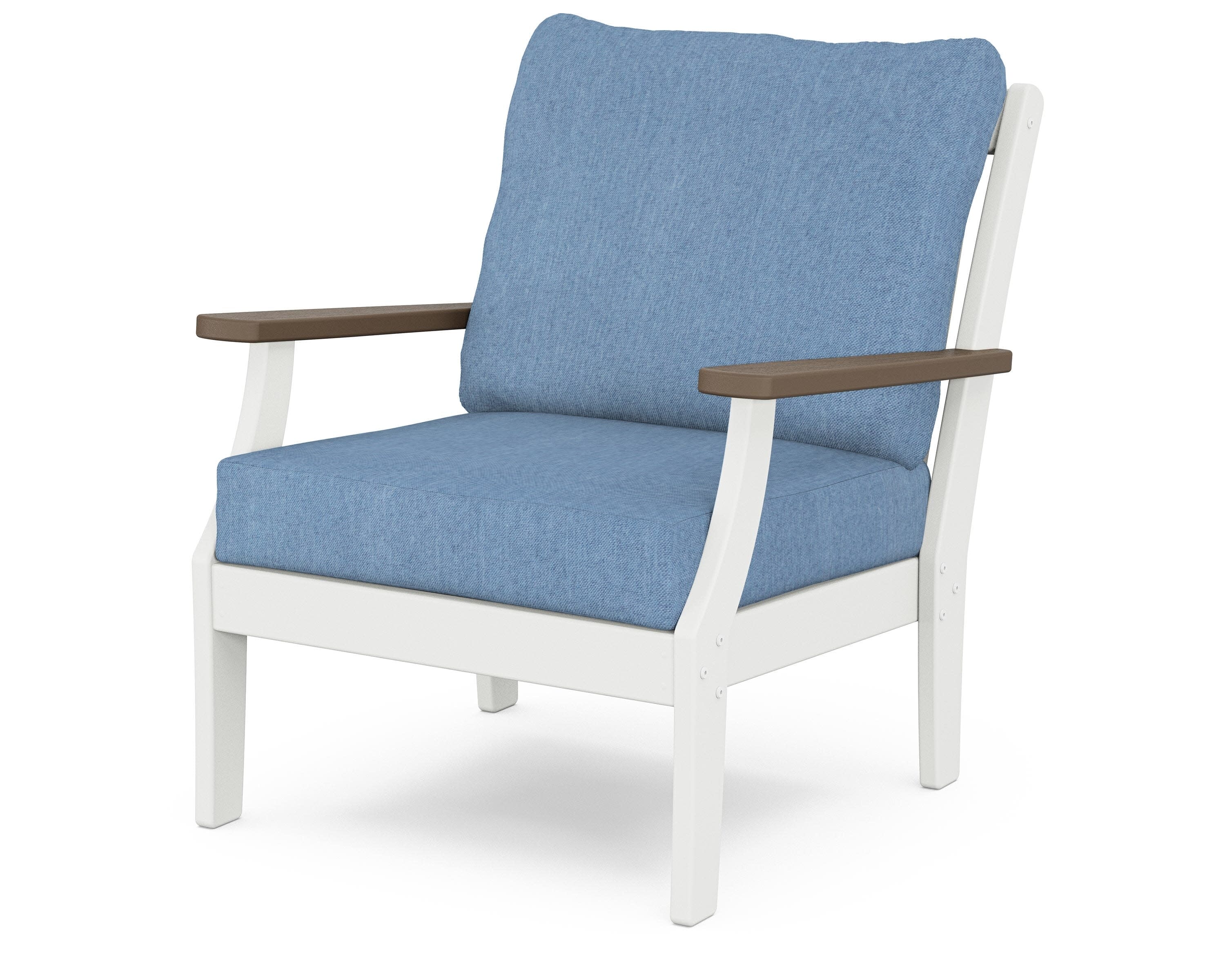 Braxton Deep Seating Chair in White / Kona / Sky Blue
