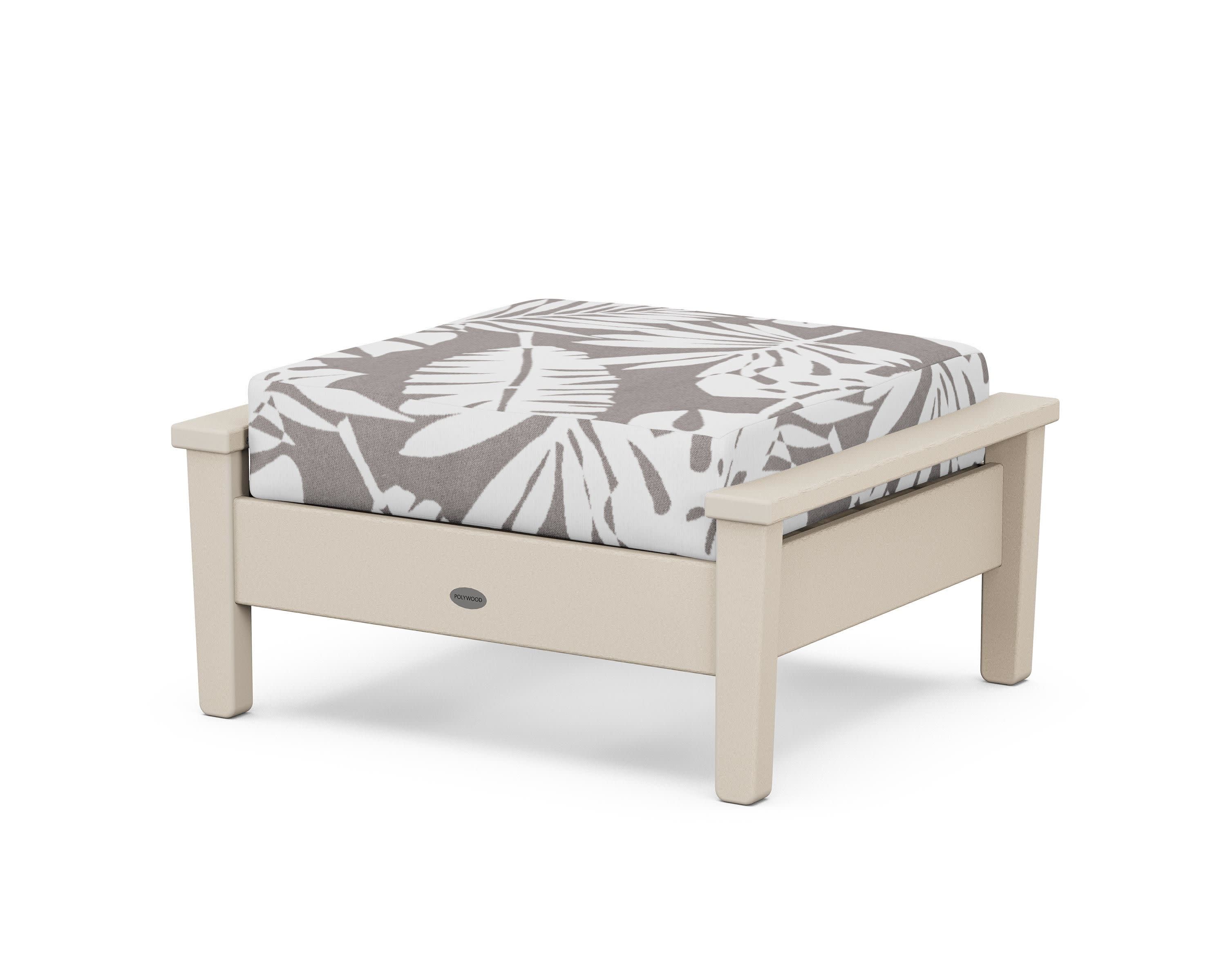 Prescott Deep Seating Ottoman in Sand / Leaf Grey Mist