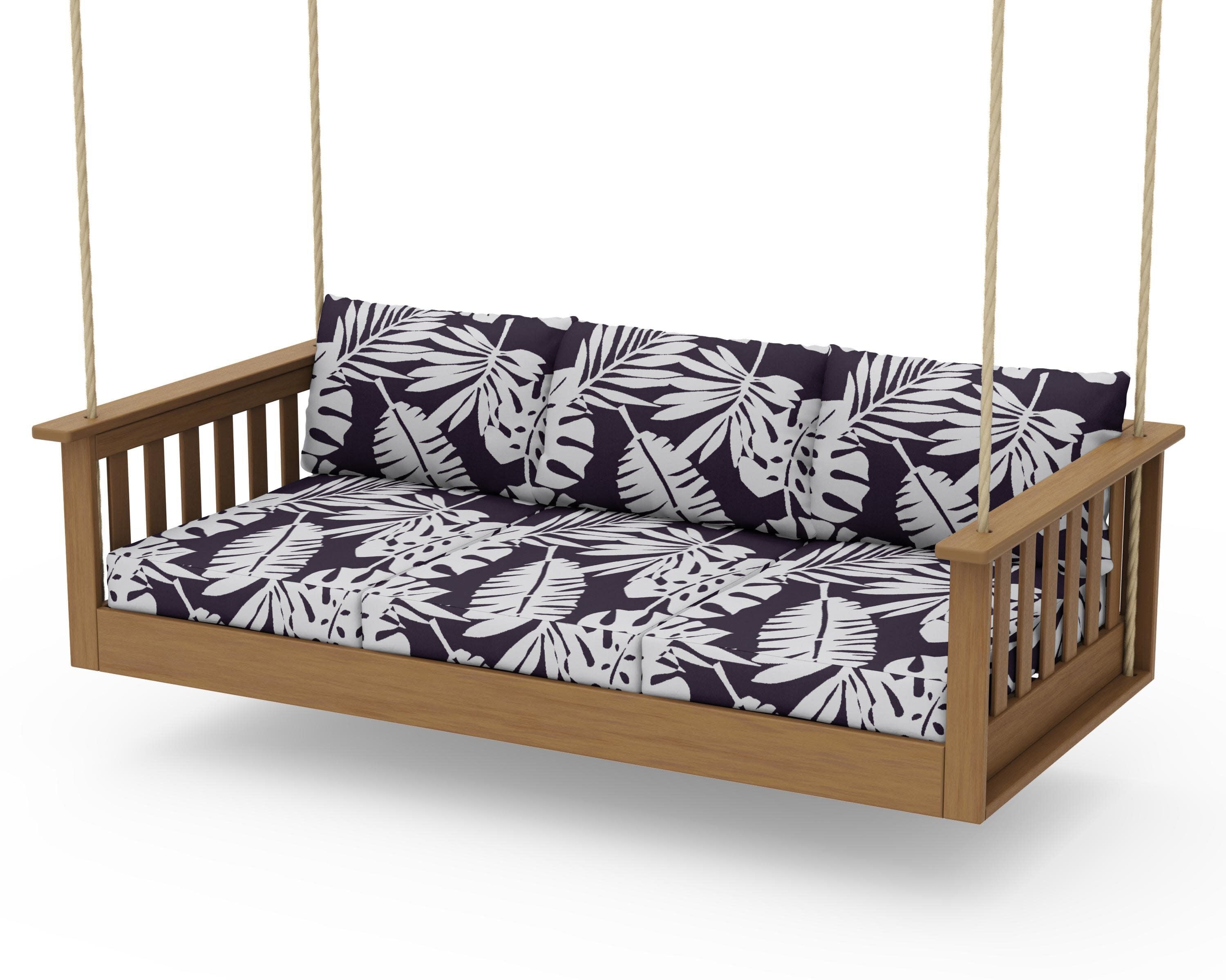 Vineyard Daybed Swing in Natural / Leaf Navy