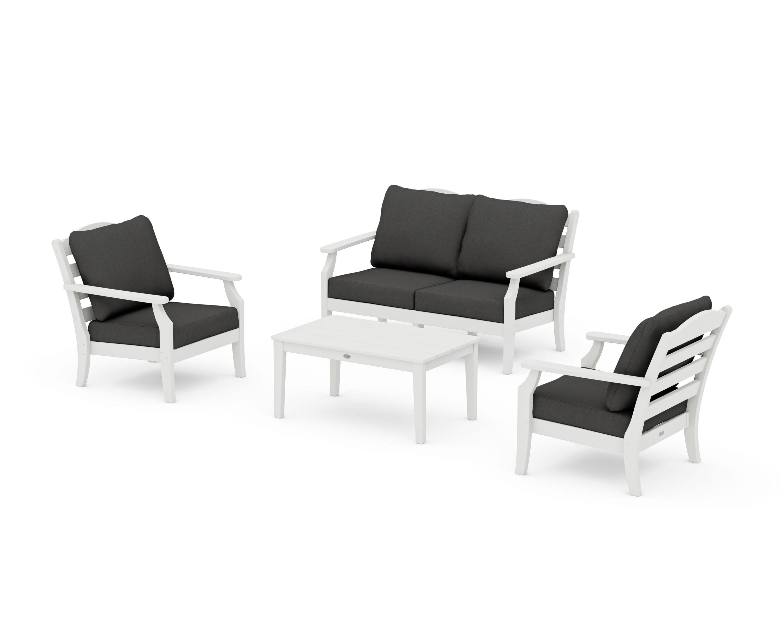 Savannah 4-Piece Deep Seating Set with Loveseat in Vintage White / Spectrum Carbon