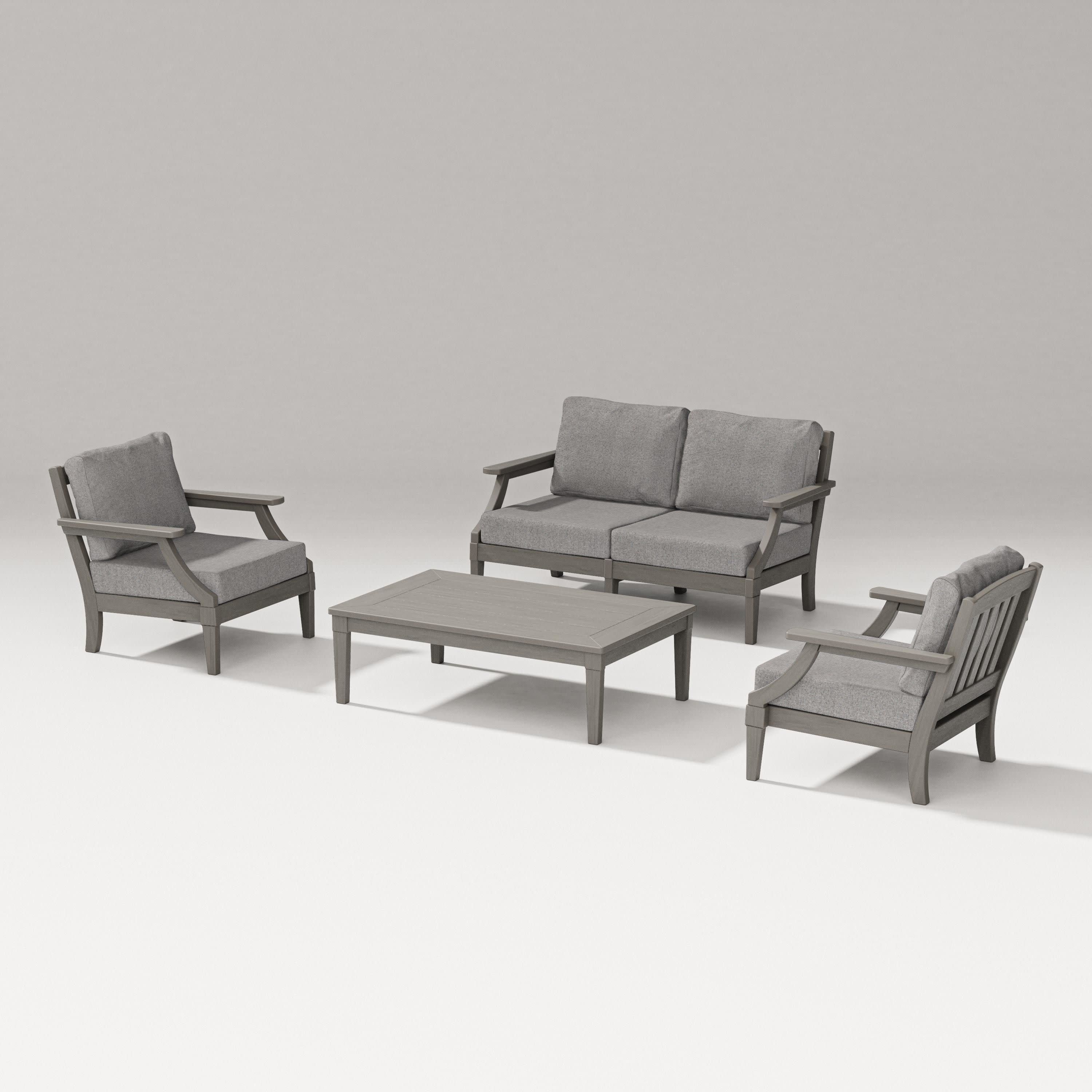 Estate Lounge 4-Piece Loveseat Set in Driftwood / Grey Mist