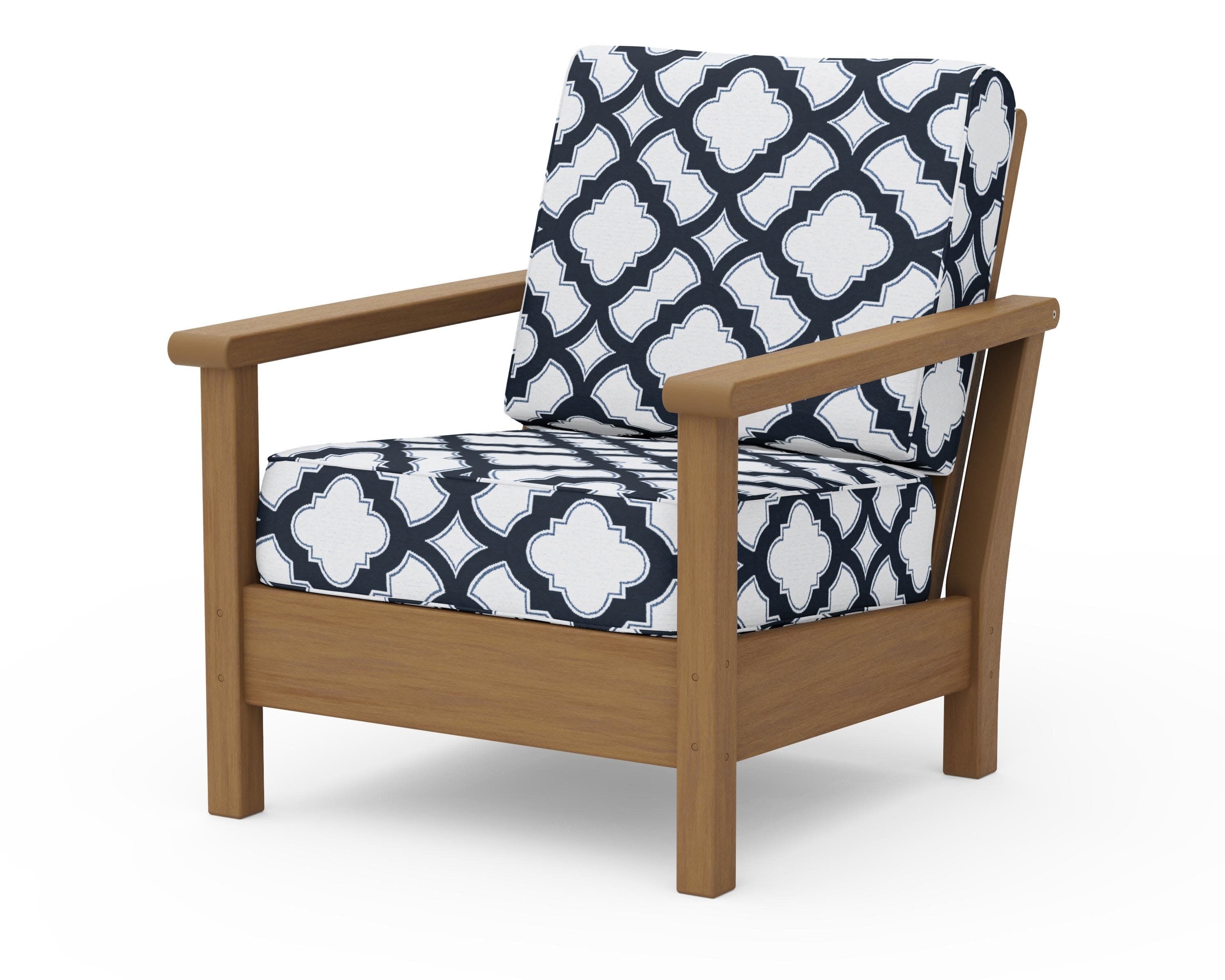 Harbour Deep Seating Chair in Natural / Trellis Marine Indigo
