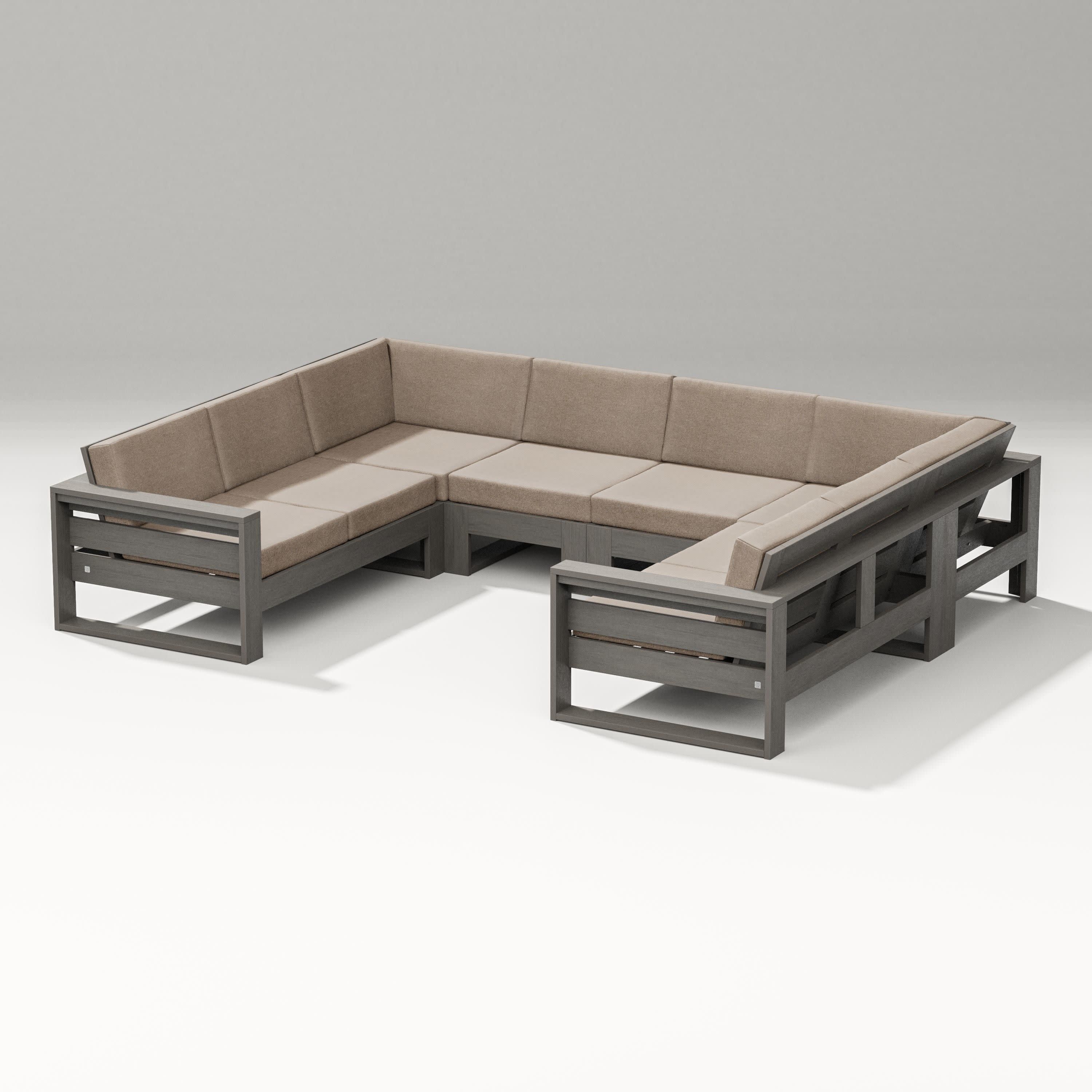 Latitude U-Shaped Sectional in Driftwood / Spiced Burlap