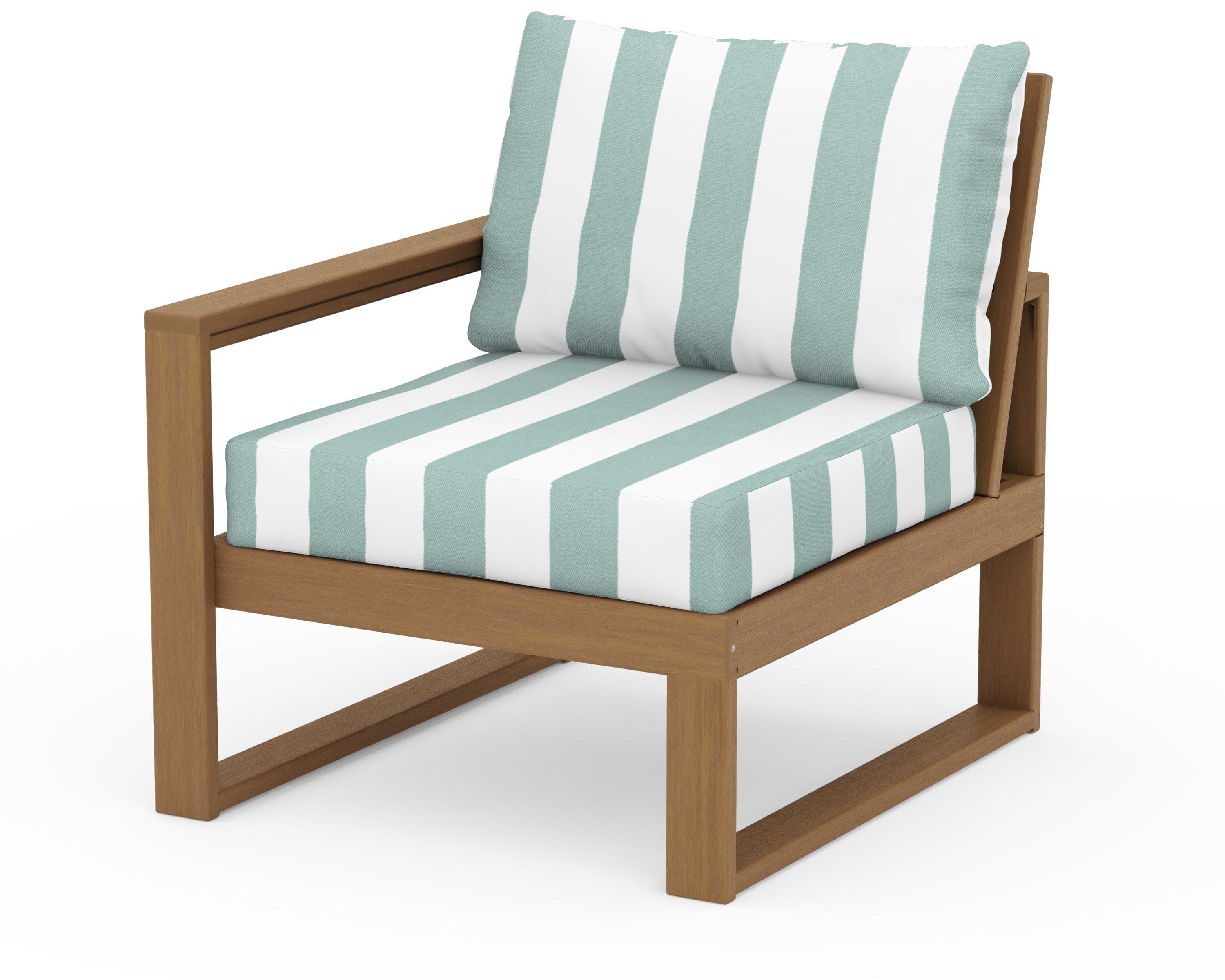 EDGE Modular Left Arm Chair in Natural / Cabana Stripe Glacier Spa