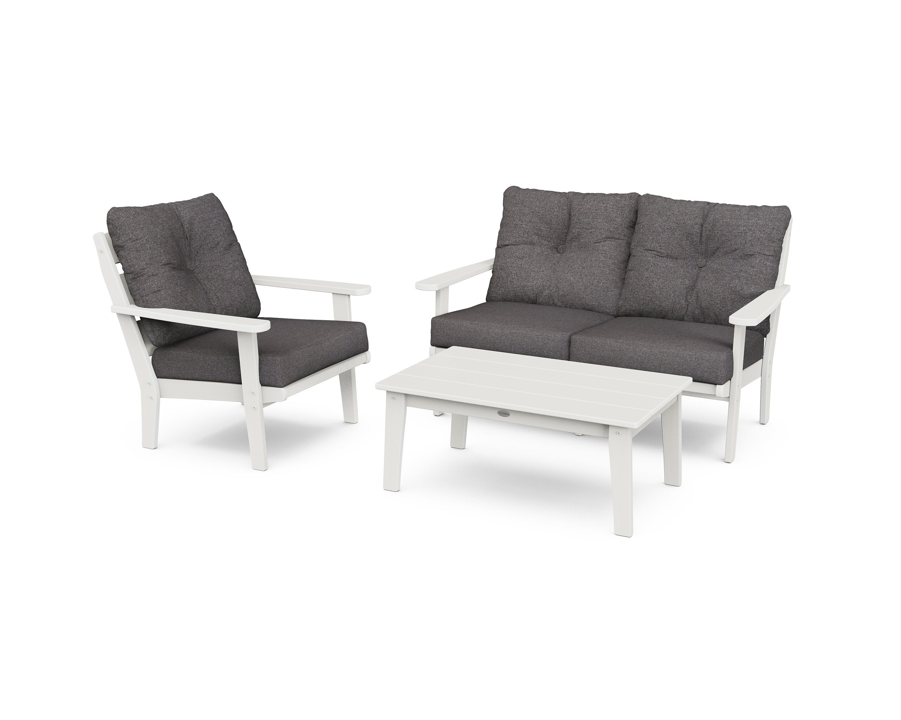 Lakeside 3-Piece Deep Seating Set in Vintage White / Ash Charcoal