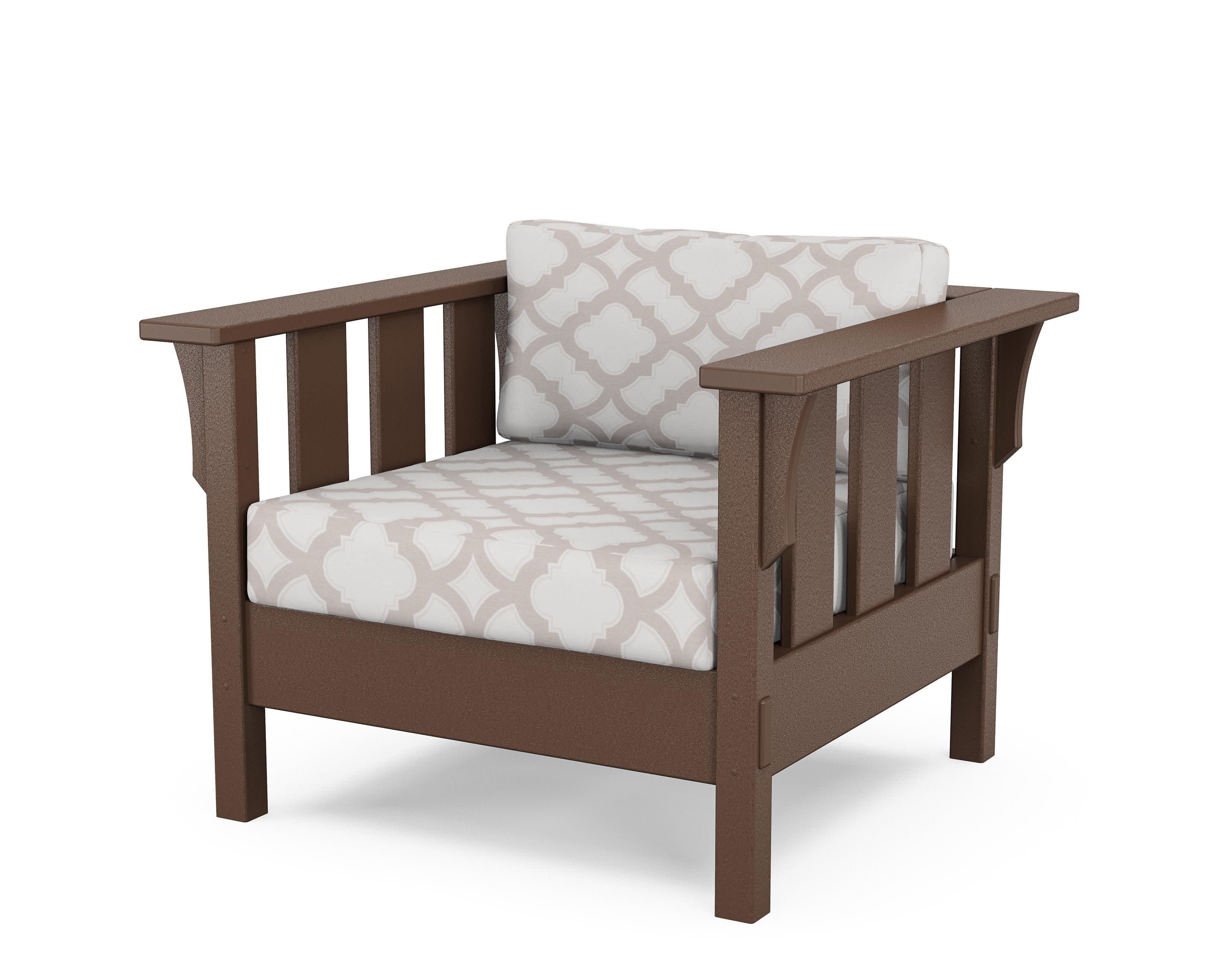Acadia Deep Seating Chair in Mahogany / Trellis Dune Burlap