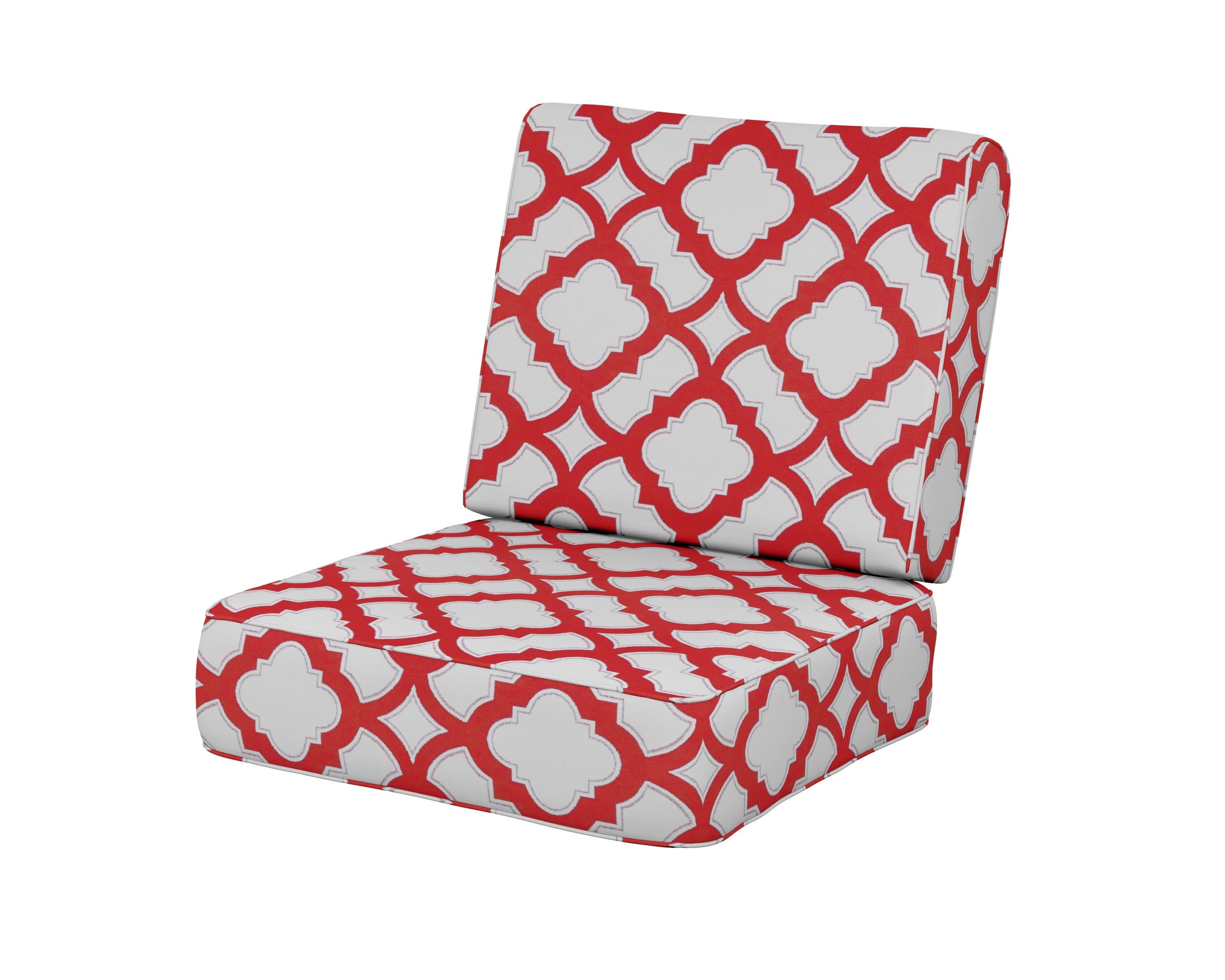Ateeva Harbour Seat and Back Cushion in Trellis Crimson