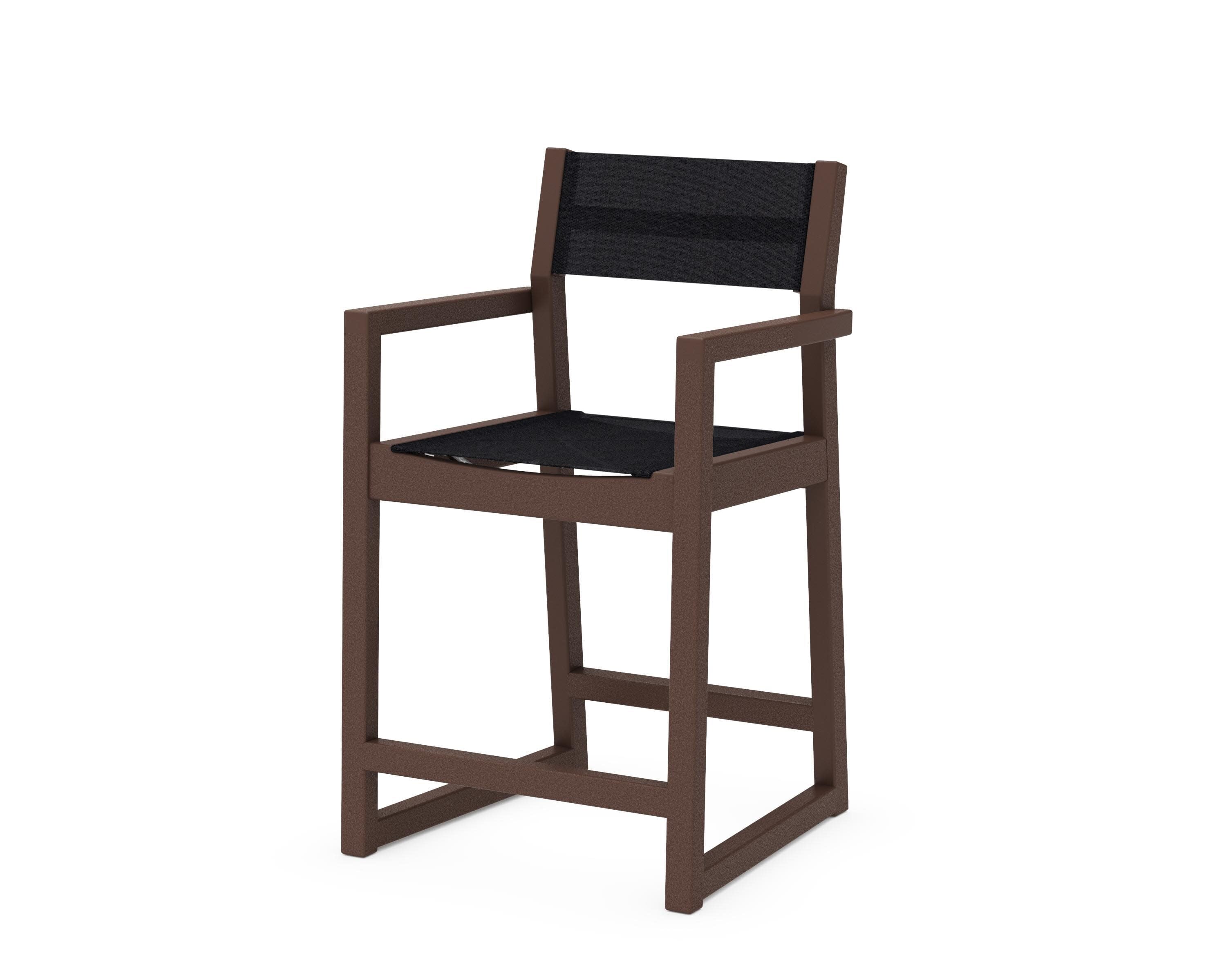 EDGE Sling Counter Arm Chair in Mahogany / Black Sling