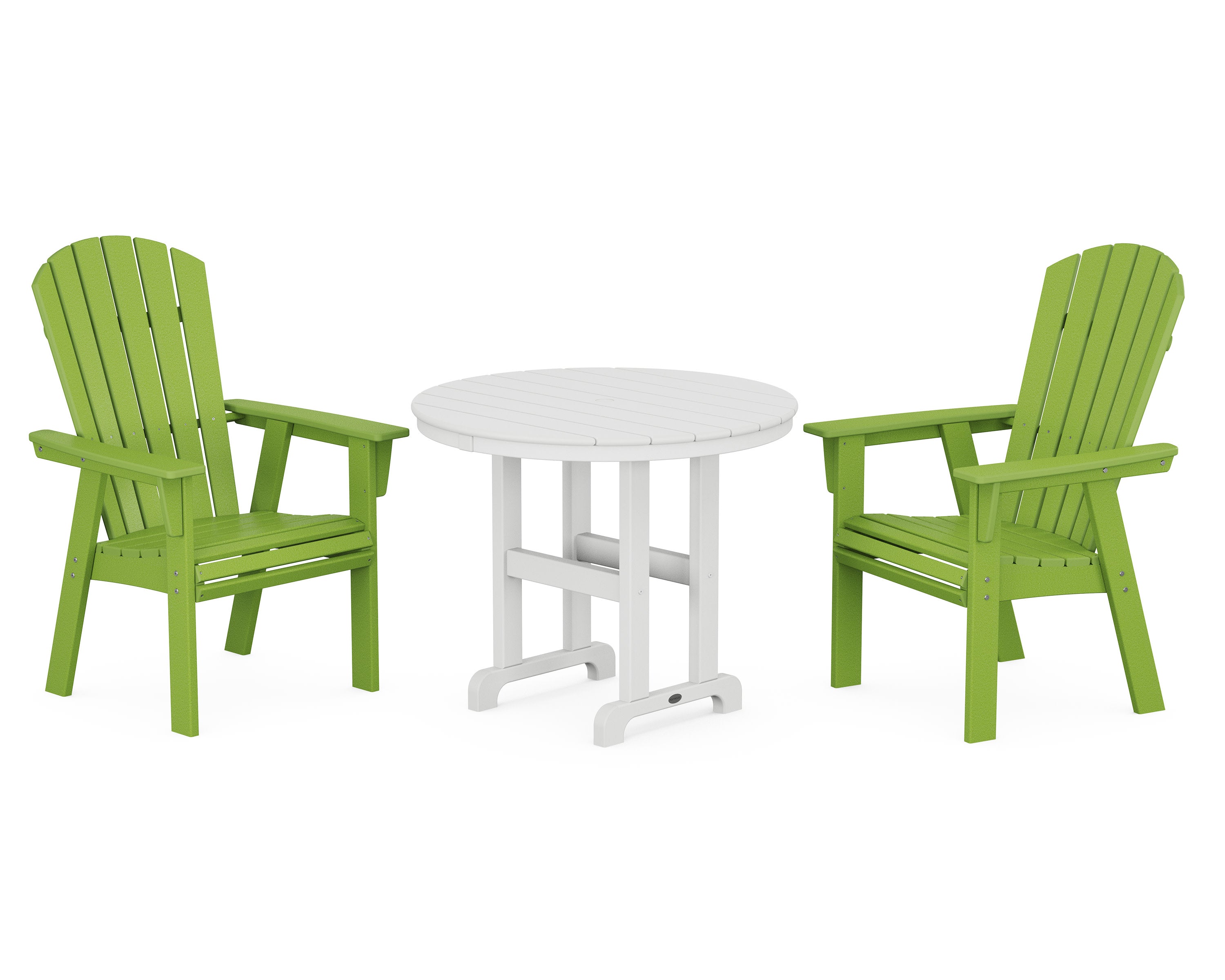 Nautical Adirondack 3-Piece Round Dining Set in Lime / White