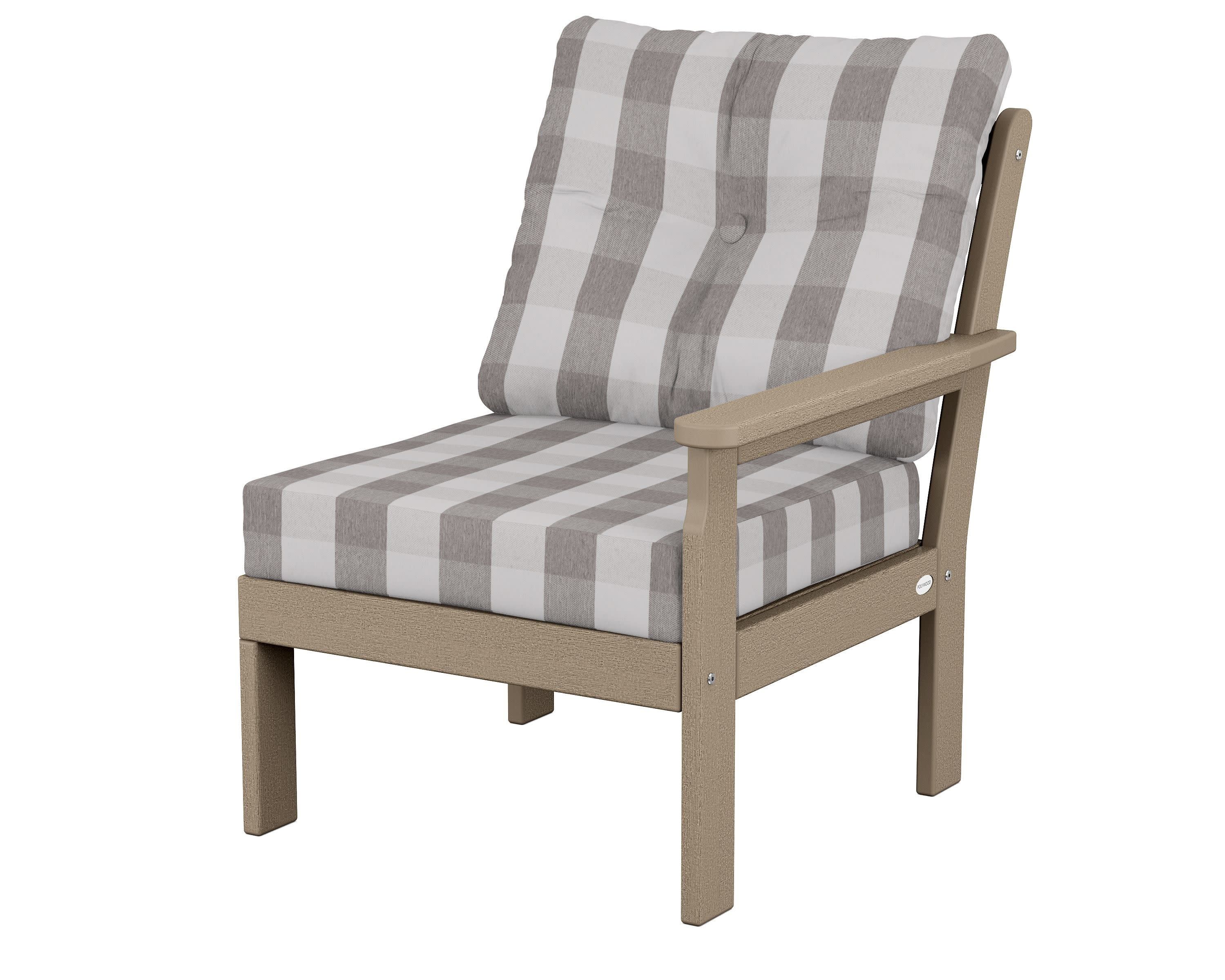 Vineyard Modular Right Arm Chair in Vintage Sahara / Buffalo Plaid Grey Mist