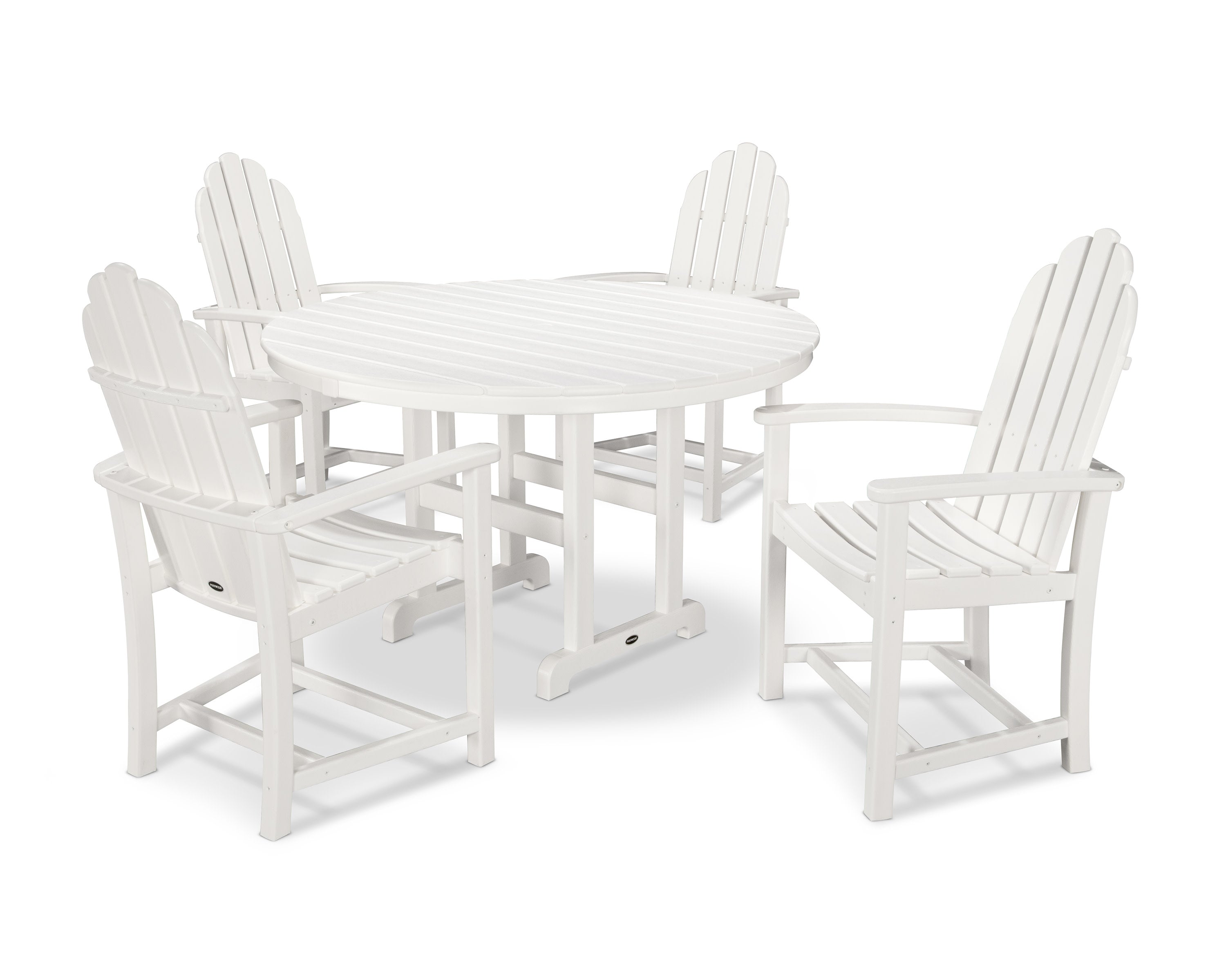 Classic Adirondack 5-Piece Round Farmhouse Dining Set in White