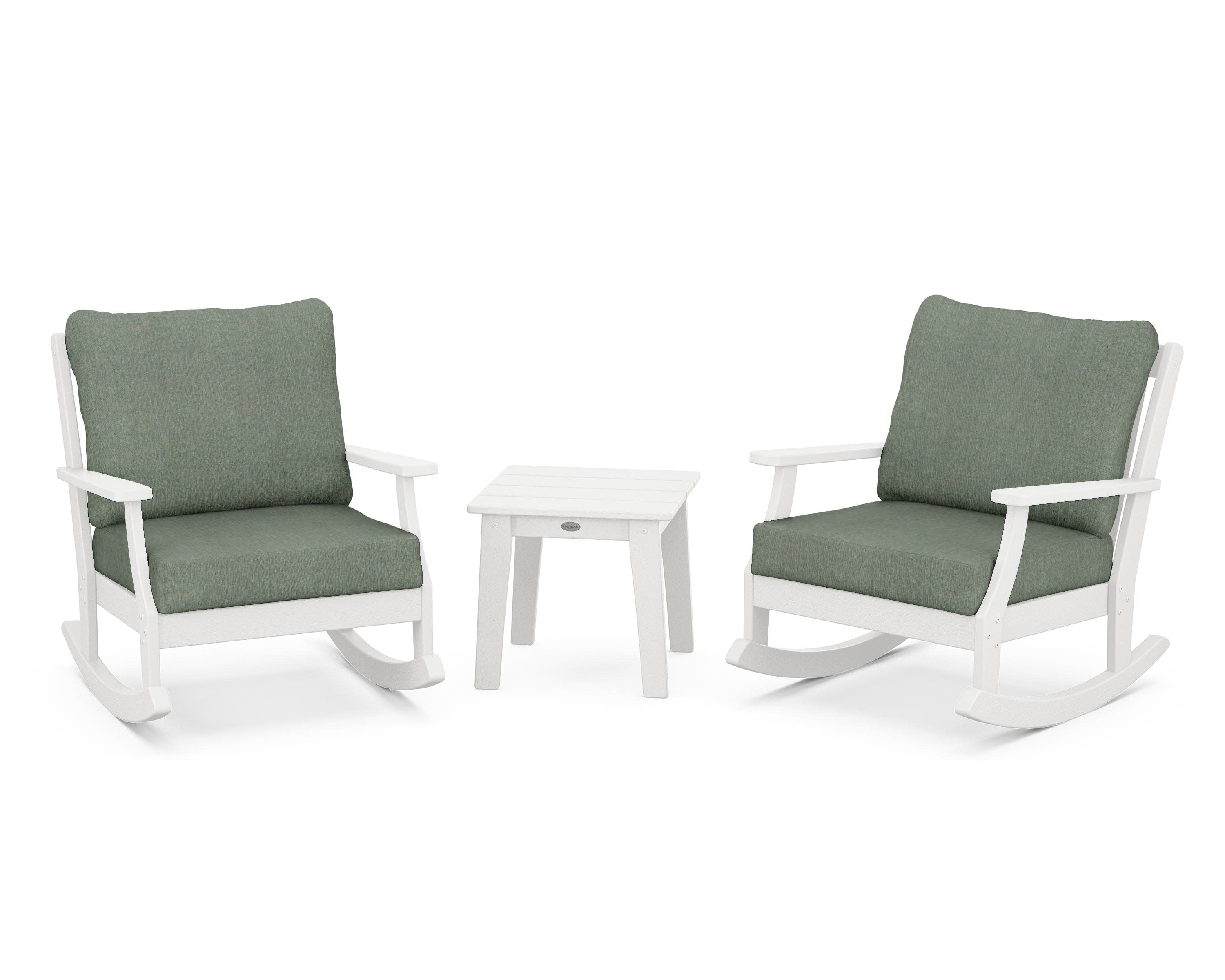 Braxton 3-Piece Deep Seating Rocker Set in Vintage White / Cast Sage
