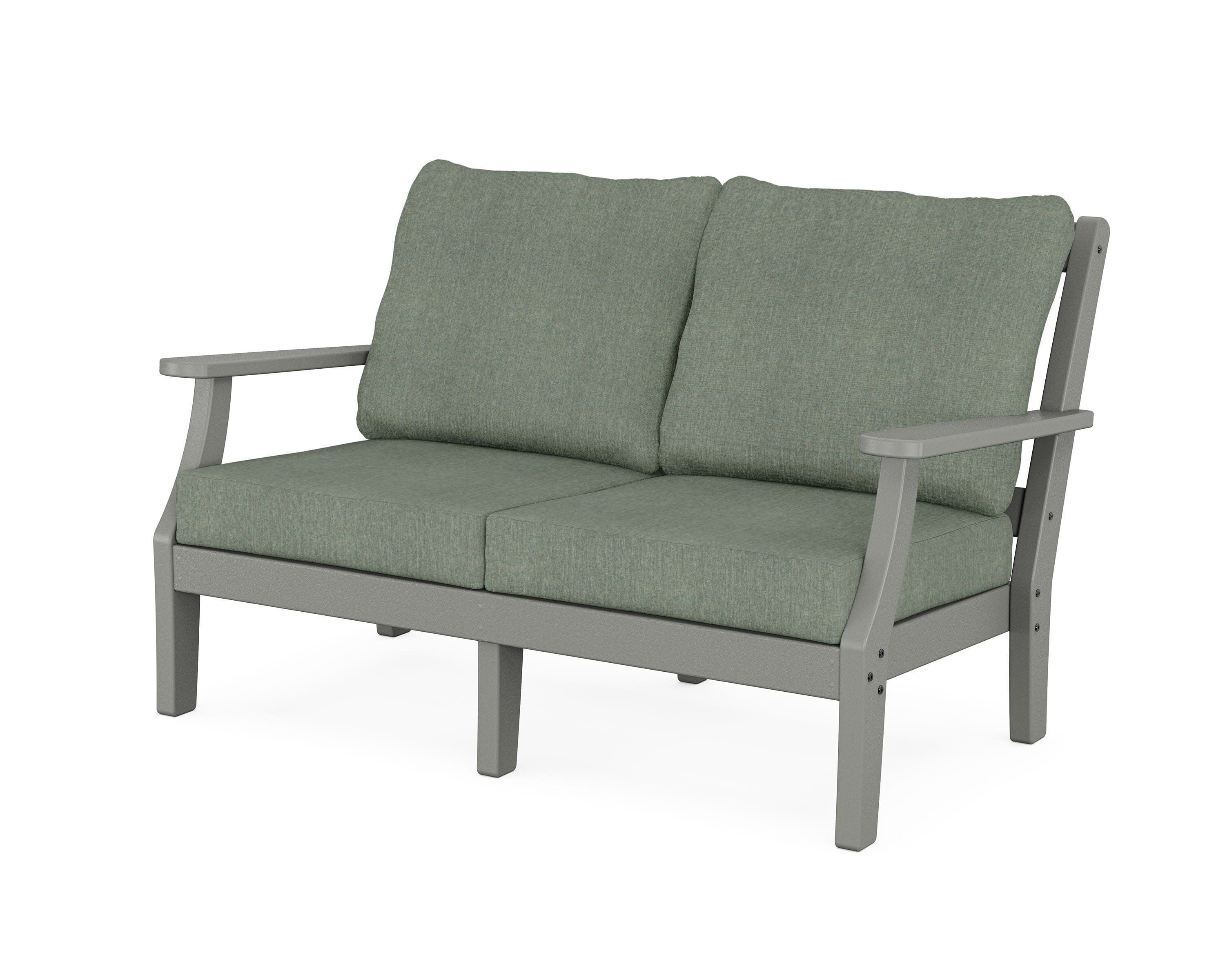 Chinoiserie Deep Seating Loveseat in Slate Grey / Cast Sage