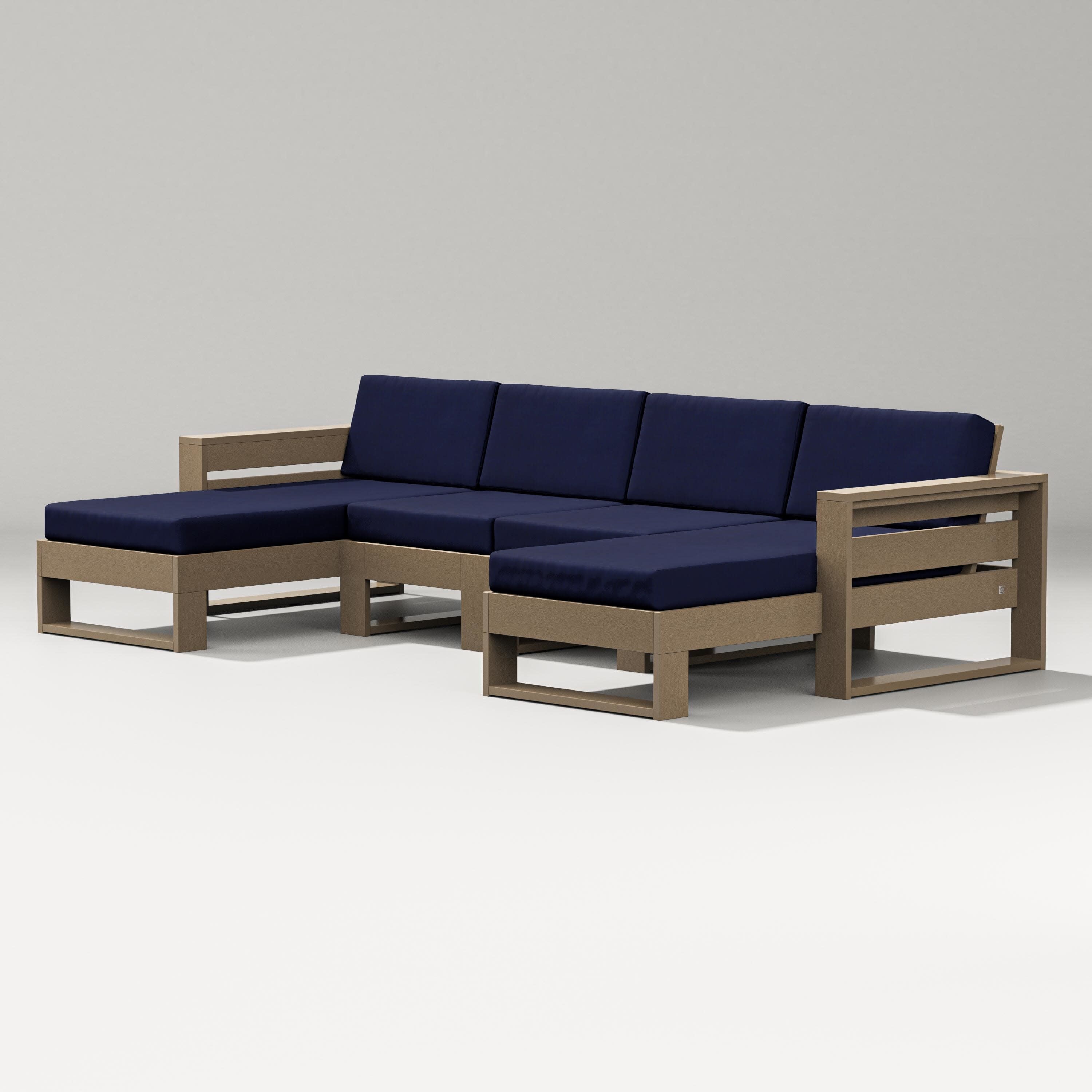 Latitude Double Chaise Sectional in Vintage Sahara / Navy