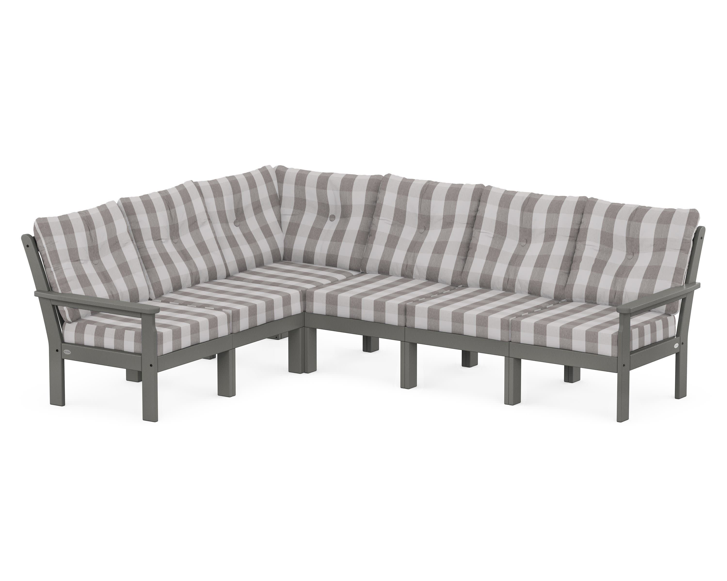 Vineyard 6-Piece Sectional in Slate Grey / Buffalo Plaid Grey Mist
