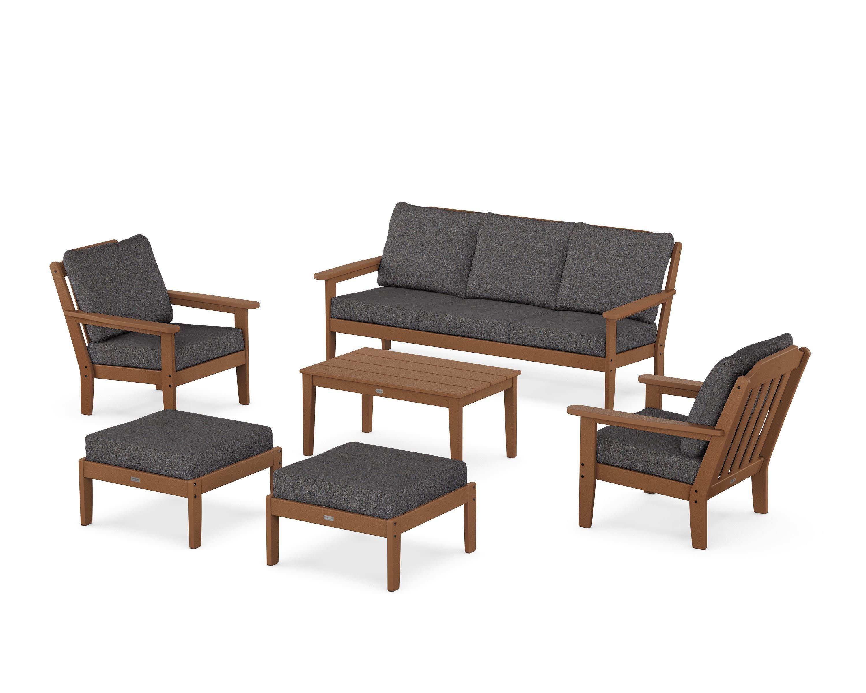 Cottage 6-Piece Lounge Sofa Set in Teak / Ash Charcoal