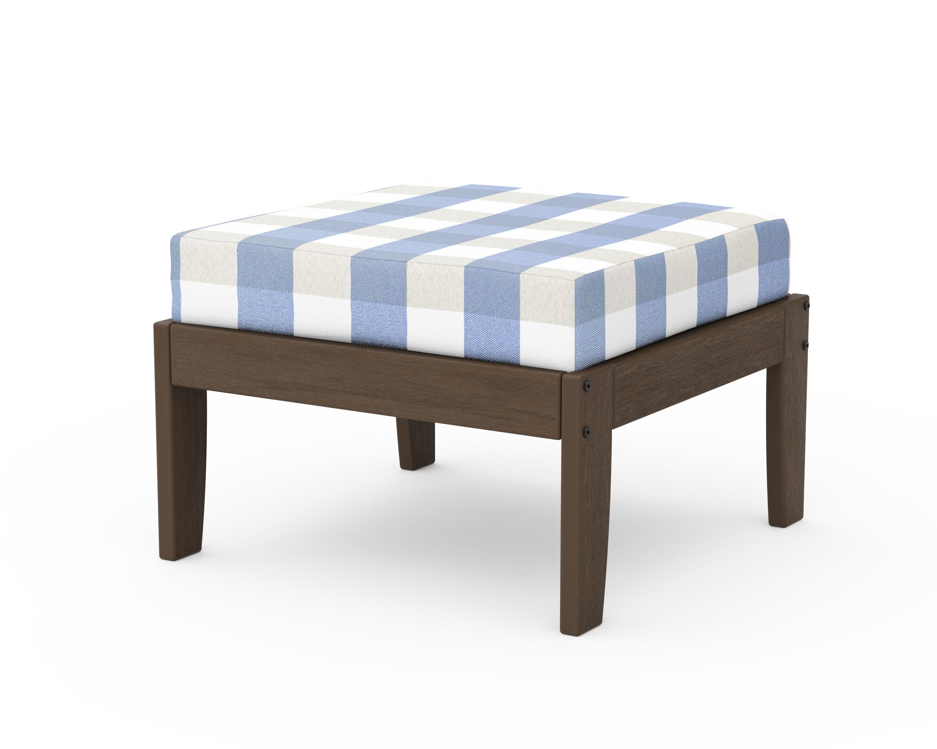 Modular Ottoman - Classic in Kona / Buffalo Plaid Sky Blue