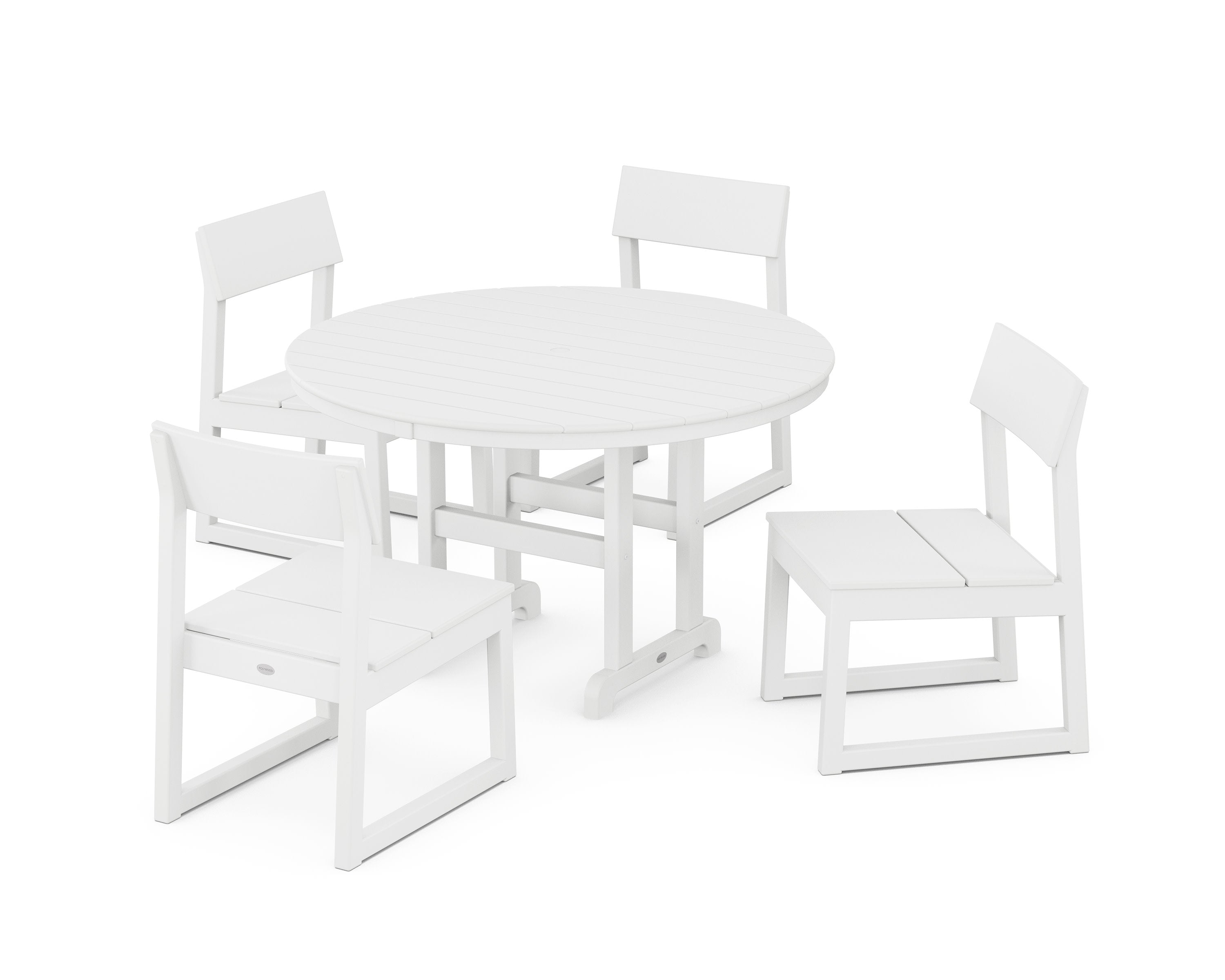 EDGE Side Chair 5-Piece Round Farmhouse Dining Set in White