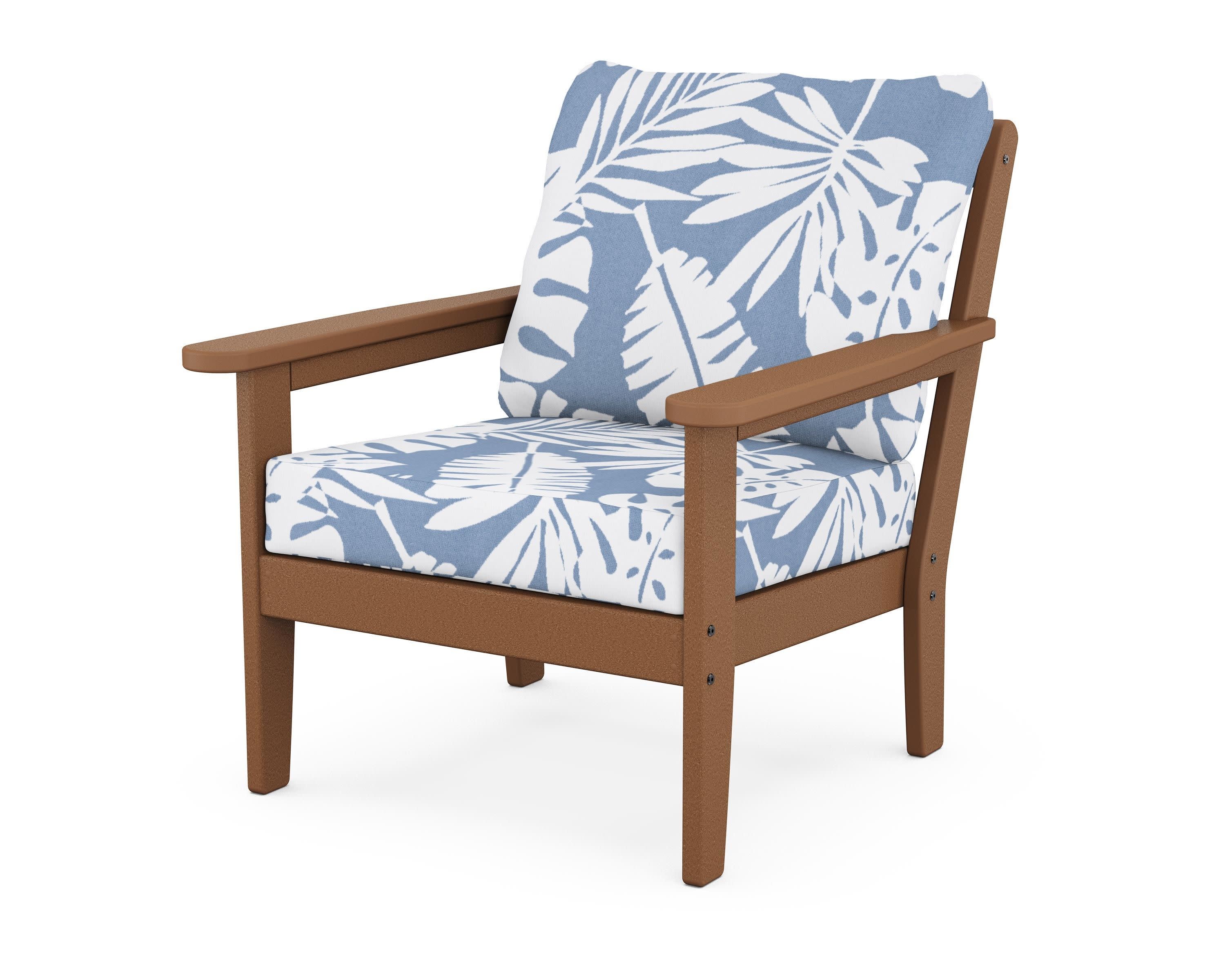 Cottage Deep Seating Chair in Teak / Leaf Sky Blue