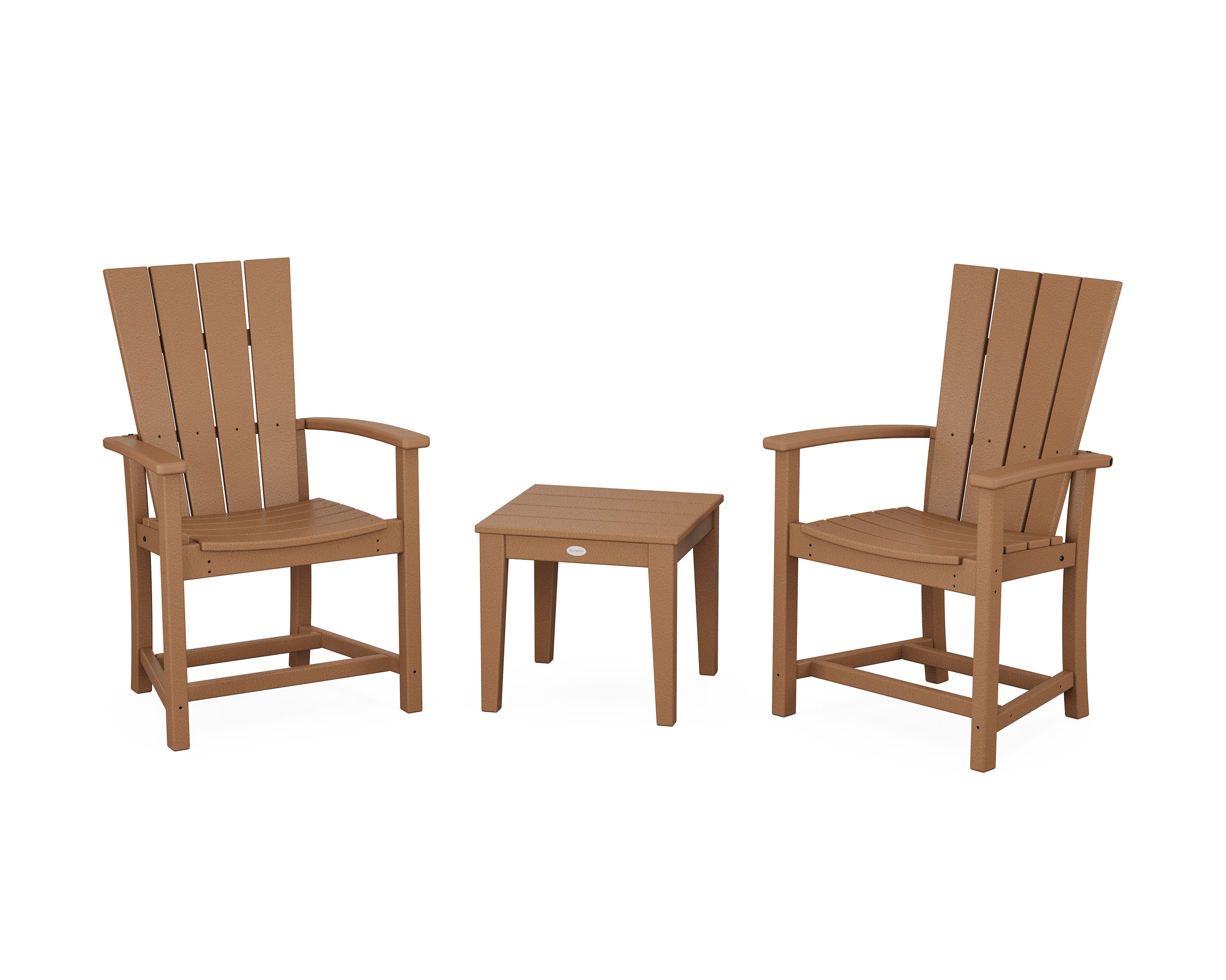 Quattro 3-Piece Upright Adirondack Chair Set in Teak